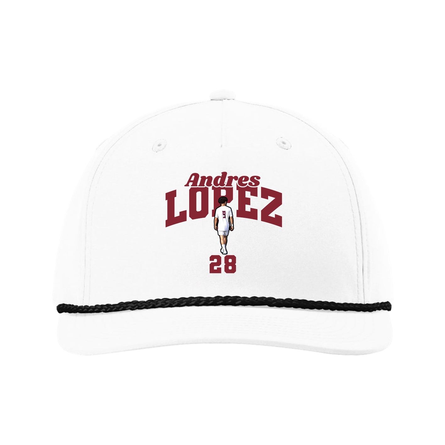 Five-Panel Classic Rope Cap — Signature Arch in White
