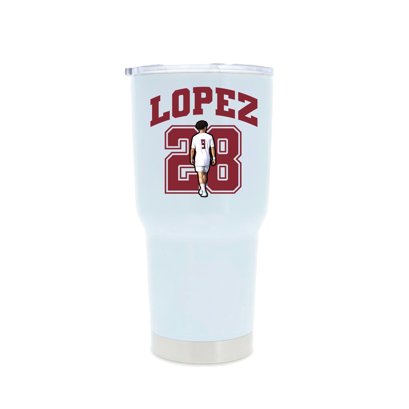 30oz Stainless Steel Tumbler — Number in White