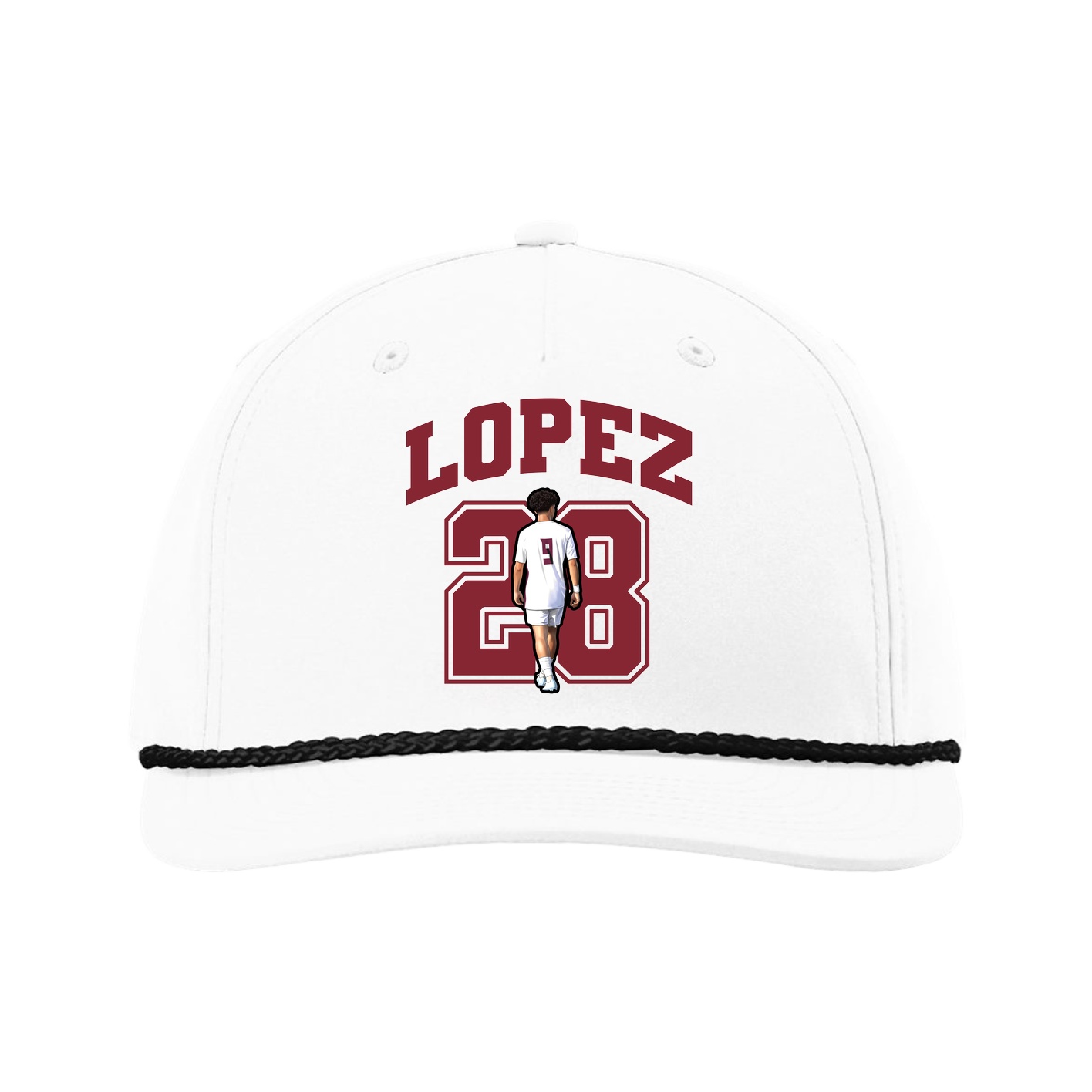 Five-Panel Classic Rope Cap — Number in White