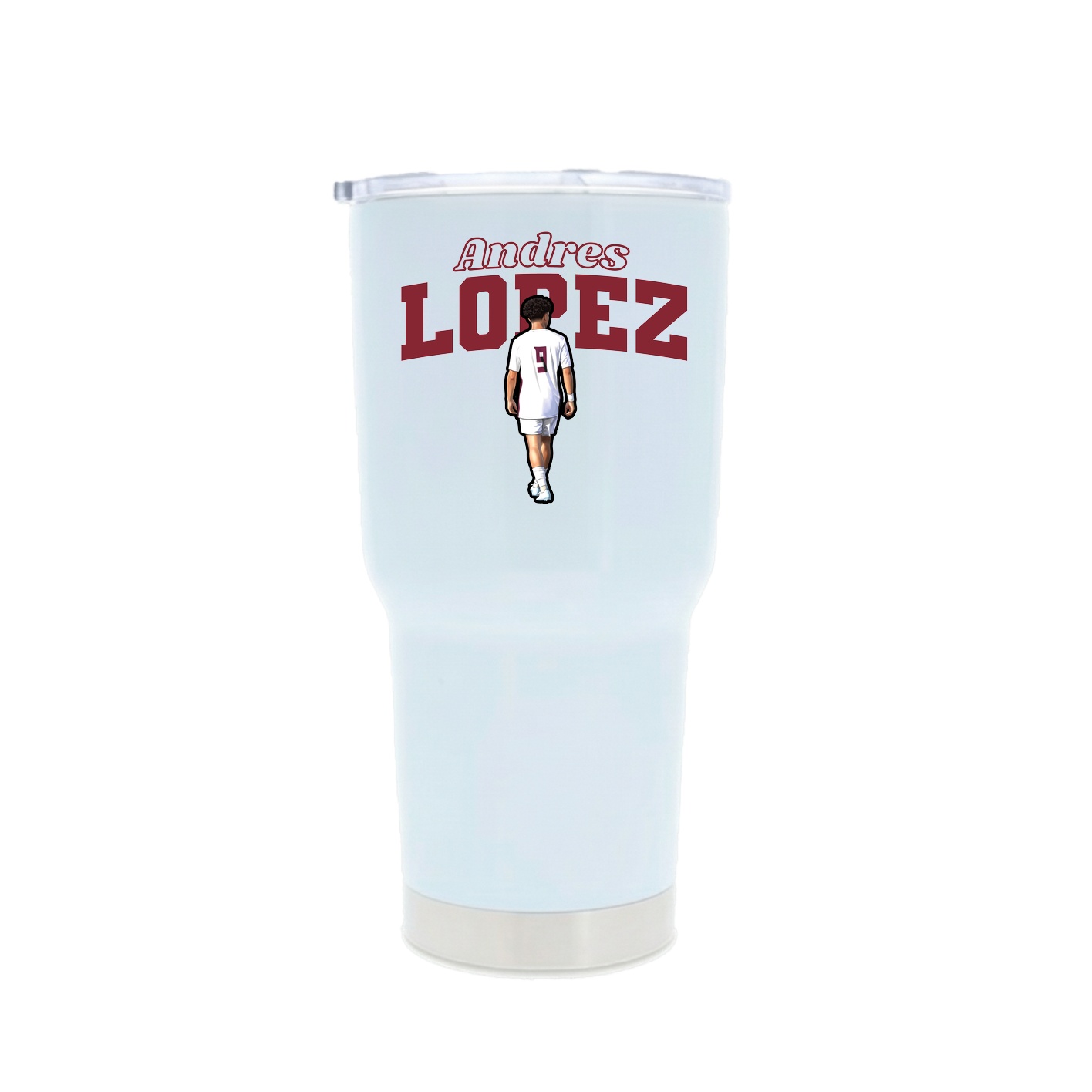 30oz Stainless Steel Tumbler — Name Arch in White