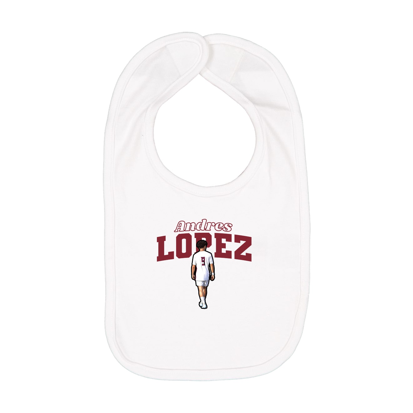 Infant Bib — Name Arch in White