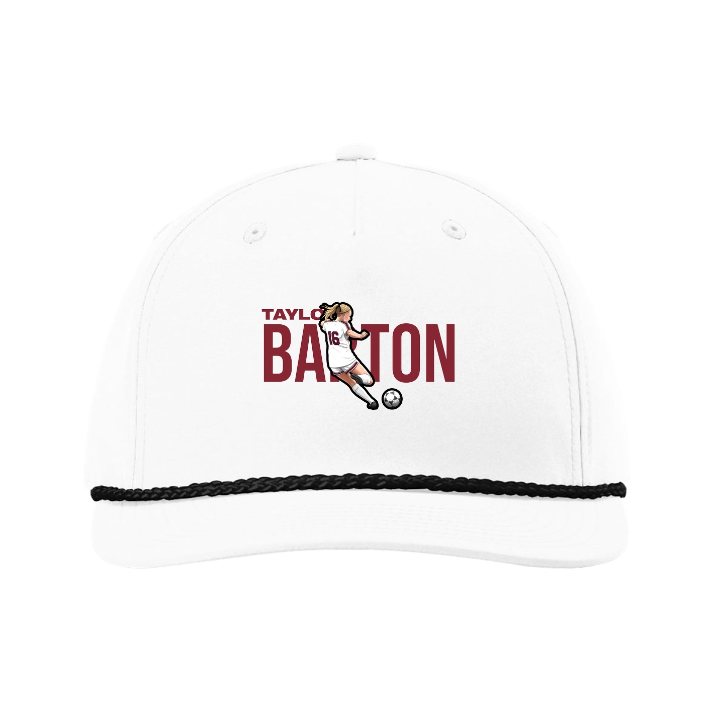 Five-Panel Classic Rope Cap — Player Name in White