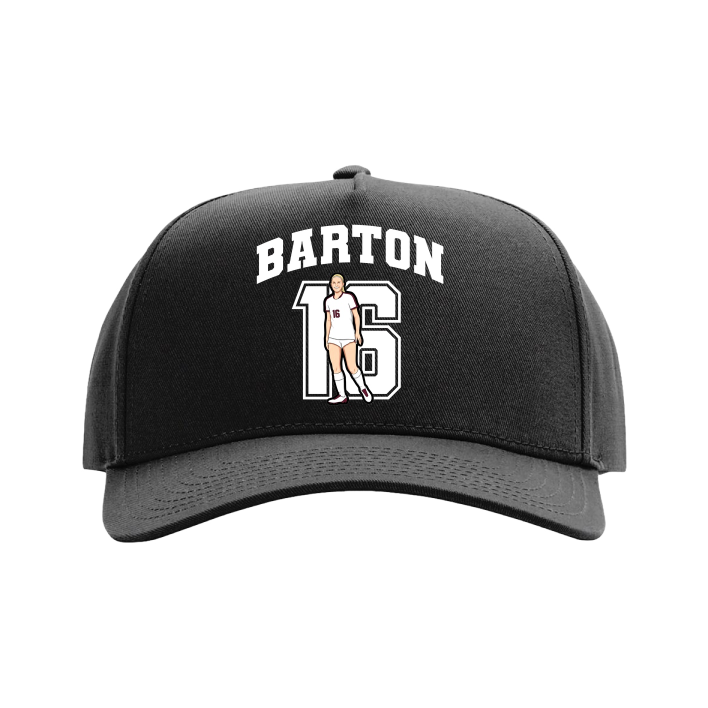 Full Fabric Five-Panel Champ Cap — Number in Black