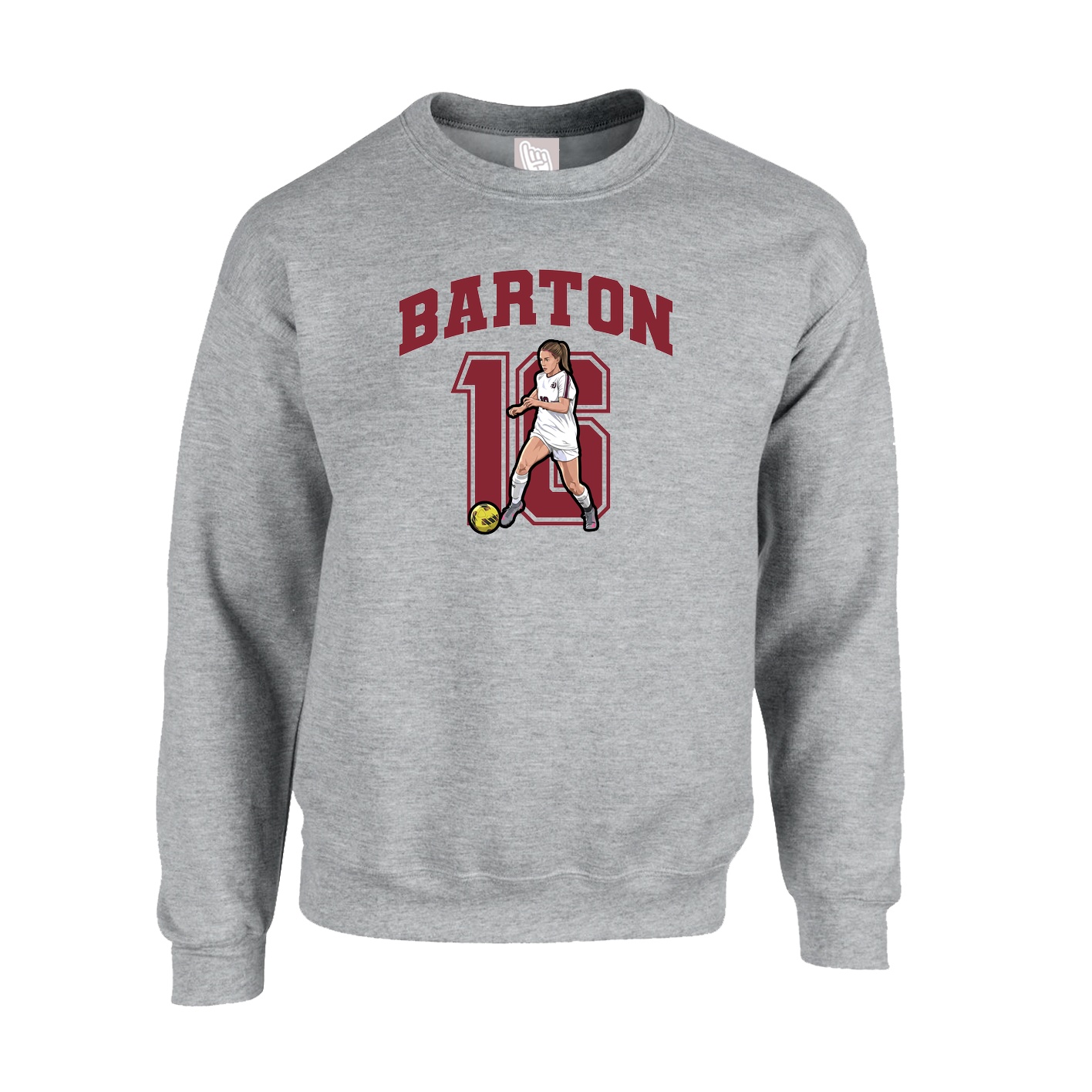 Fleece Crew — Number in Grey