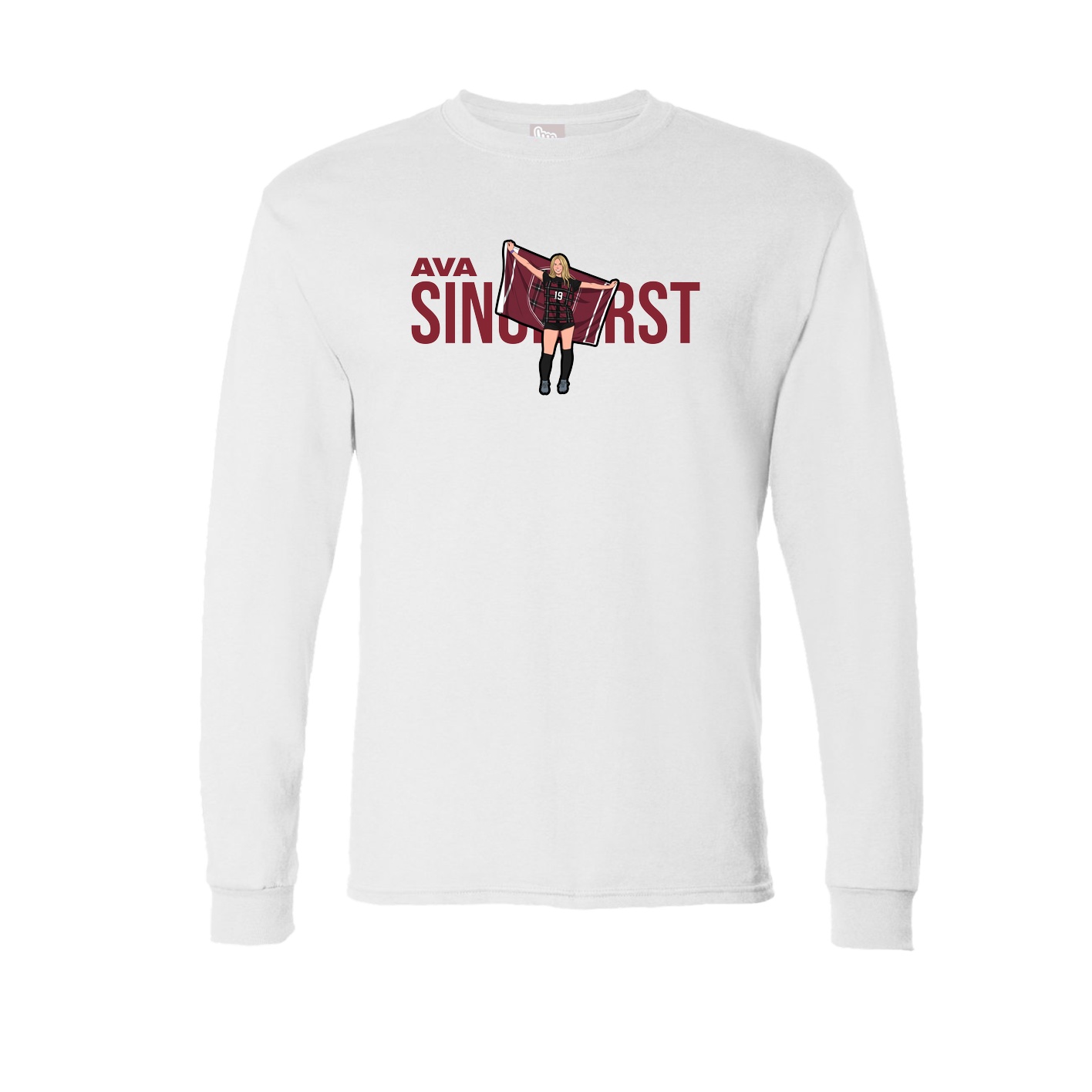 Long Sleeve Tee — Player Name in White