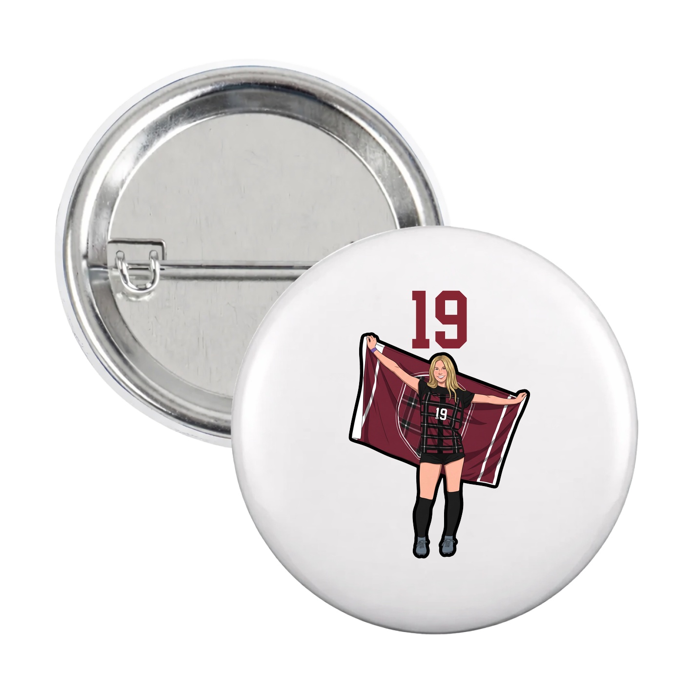 Game Day Button — Number Top in White