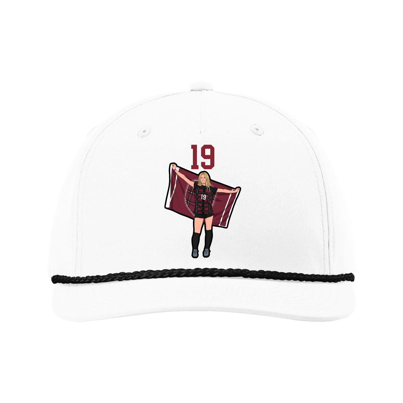 Five-Panel Classic Rope Cap — Number Top in White