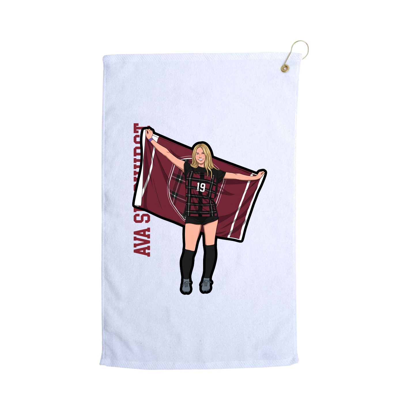 Golf Towel — Name Vertical in White