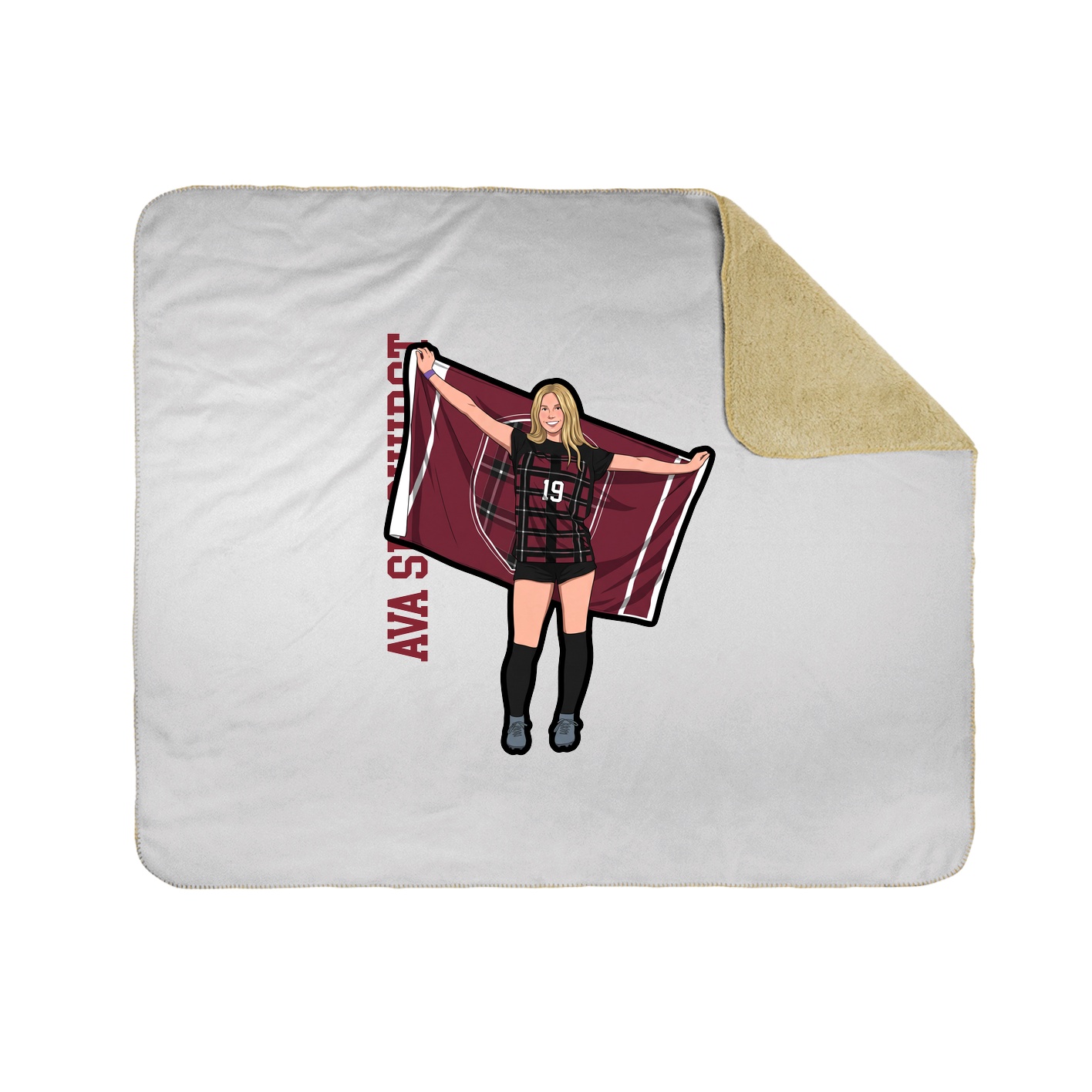 Throw Blanket — Name Vertical in White