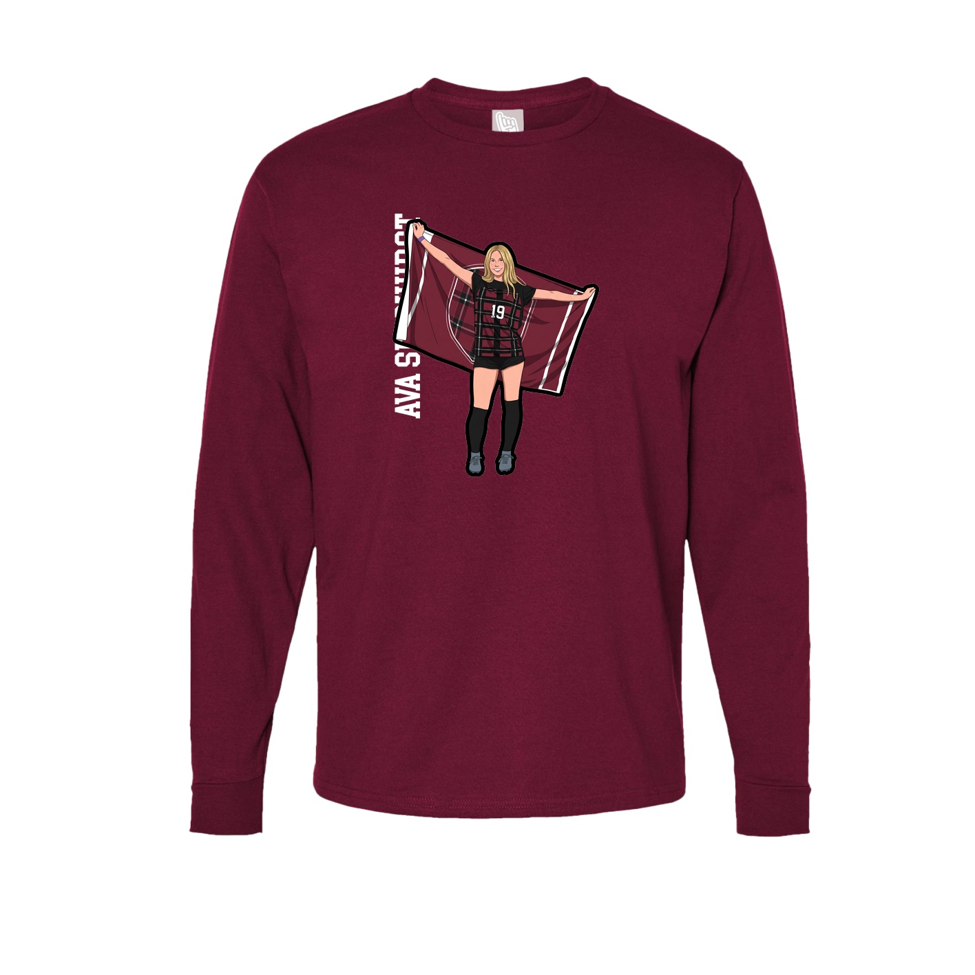 Long Sleeve Tee — Name Vertical in Cardinal