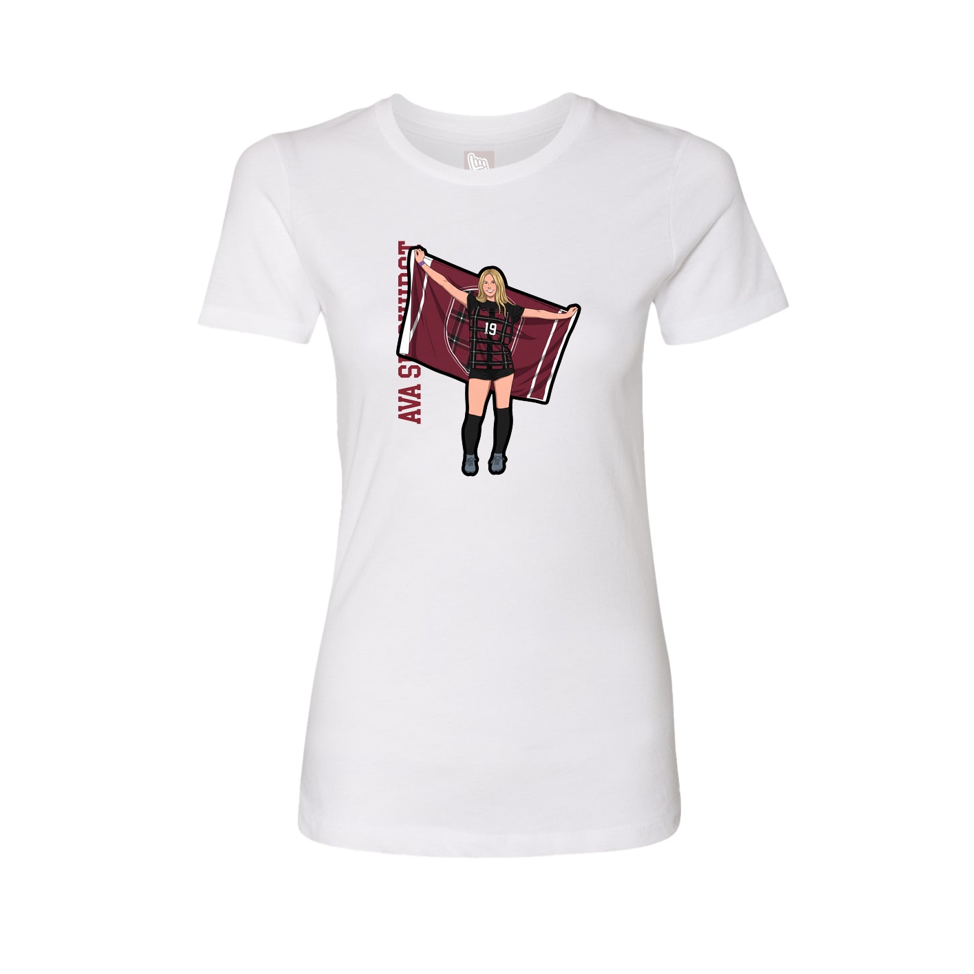 Fitted Women's Tee — Name Vertical in White