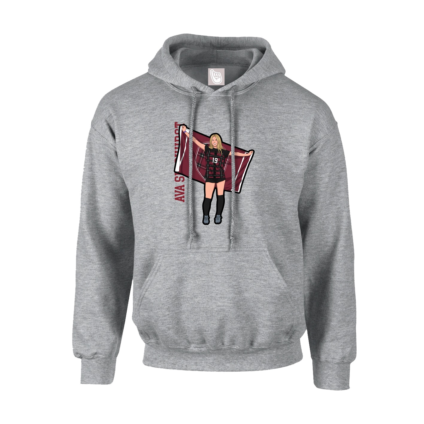 Hoodie — Name Vertical in Grey