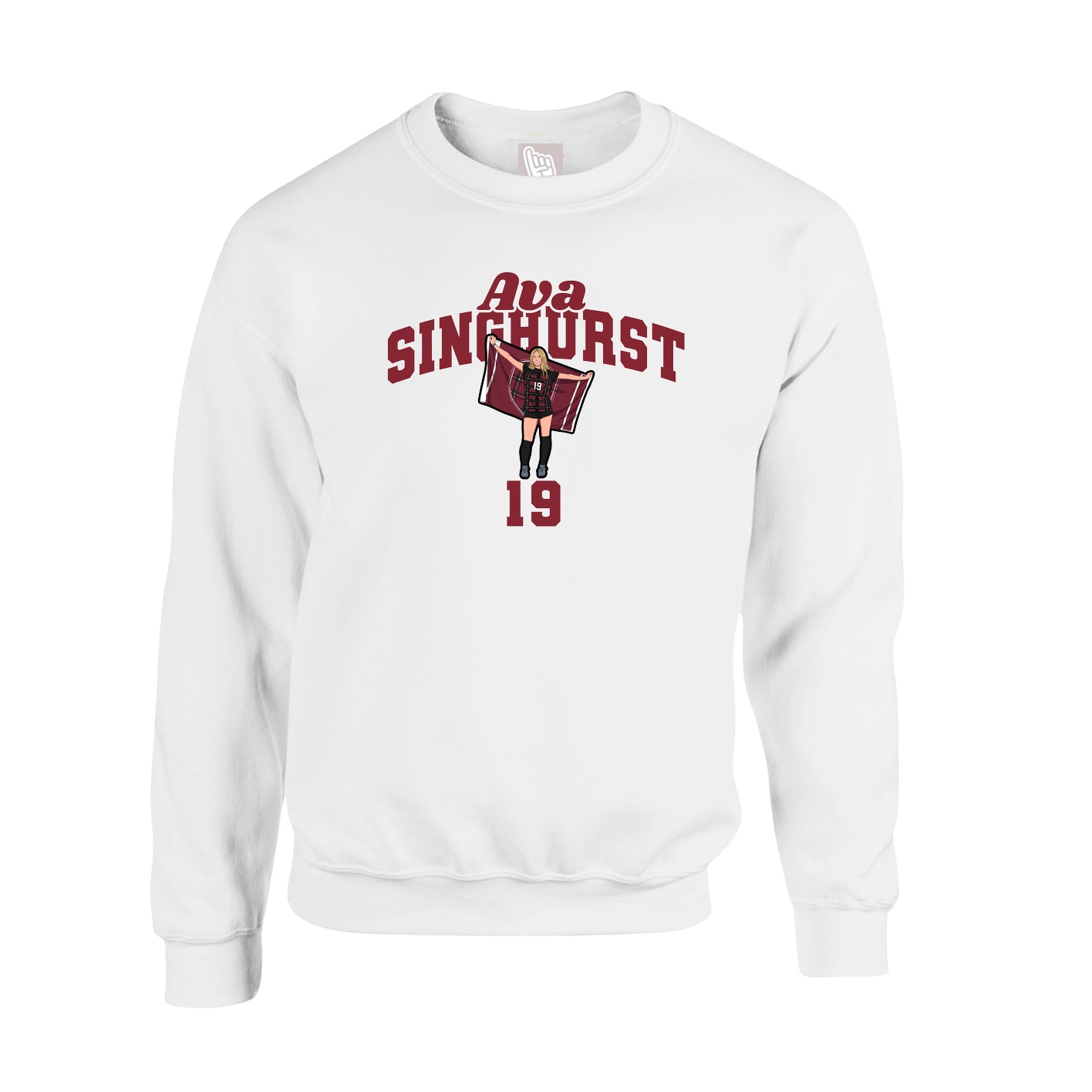 Fleece Crew — Signature Arch in White
