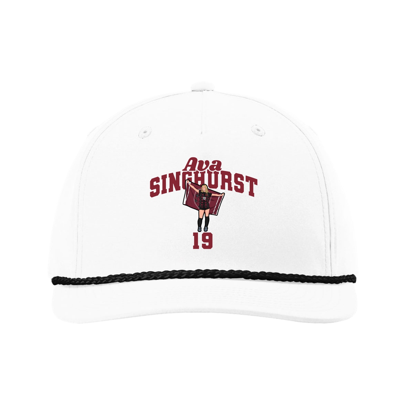 Five-Panel Classic Rope Cap — Signature Arch in White