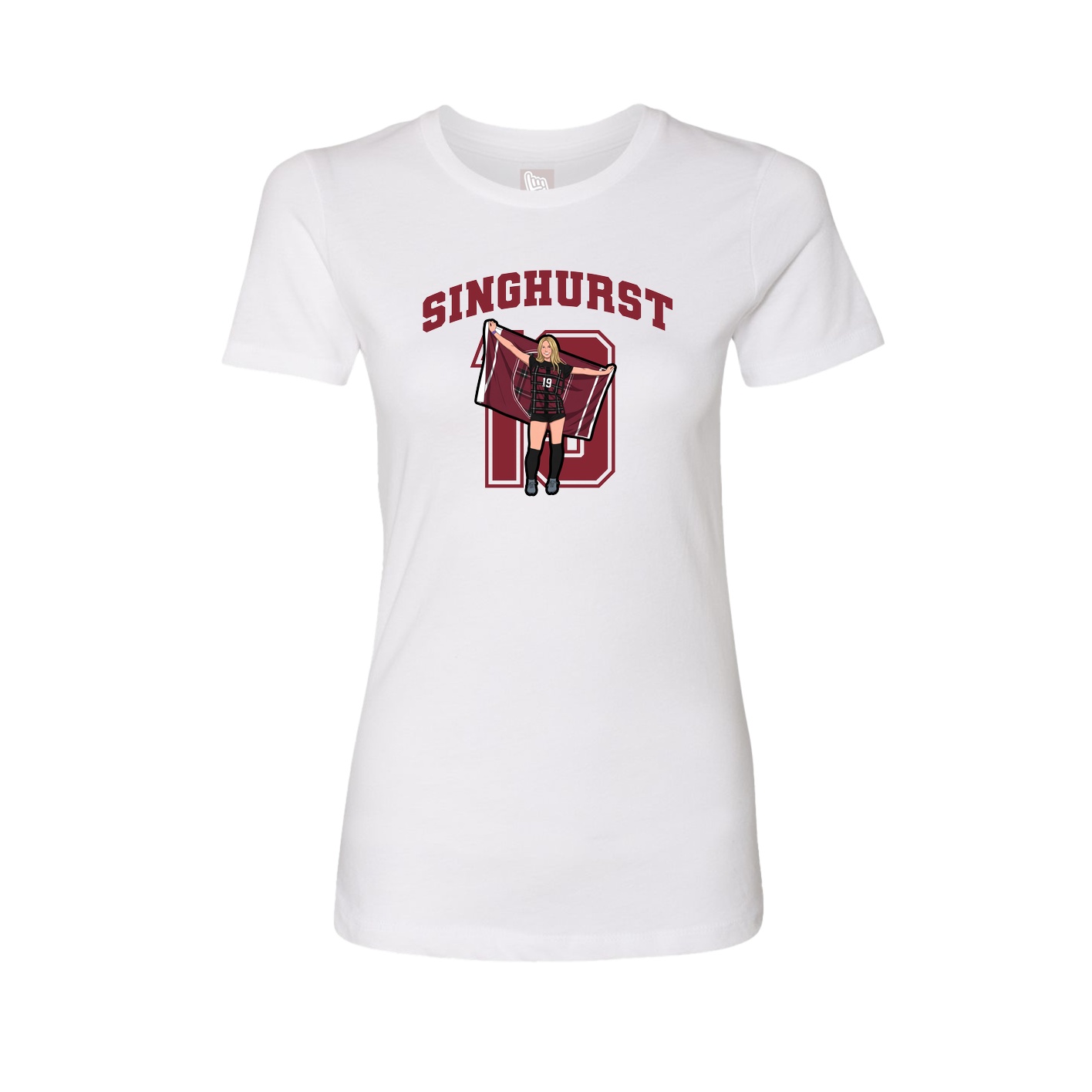 Fitted Women's Tee — Number in White