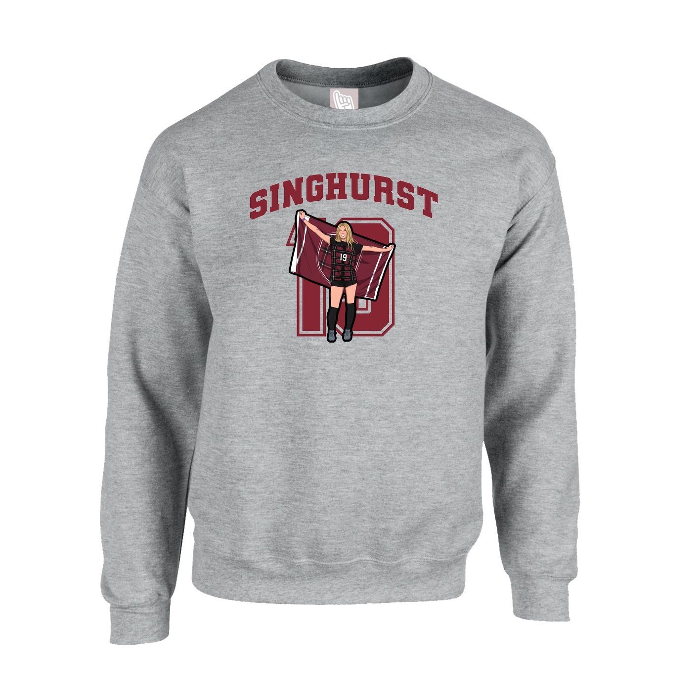 Fleece Crew — Number in Grey