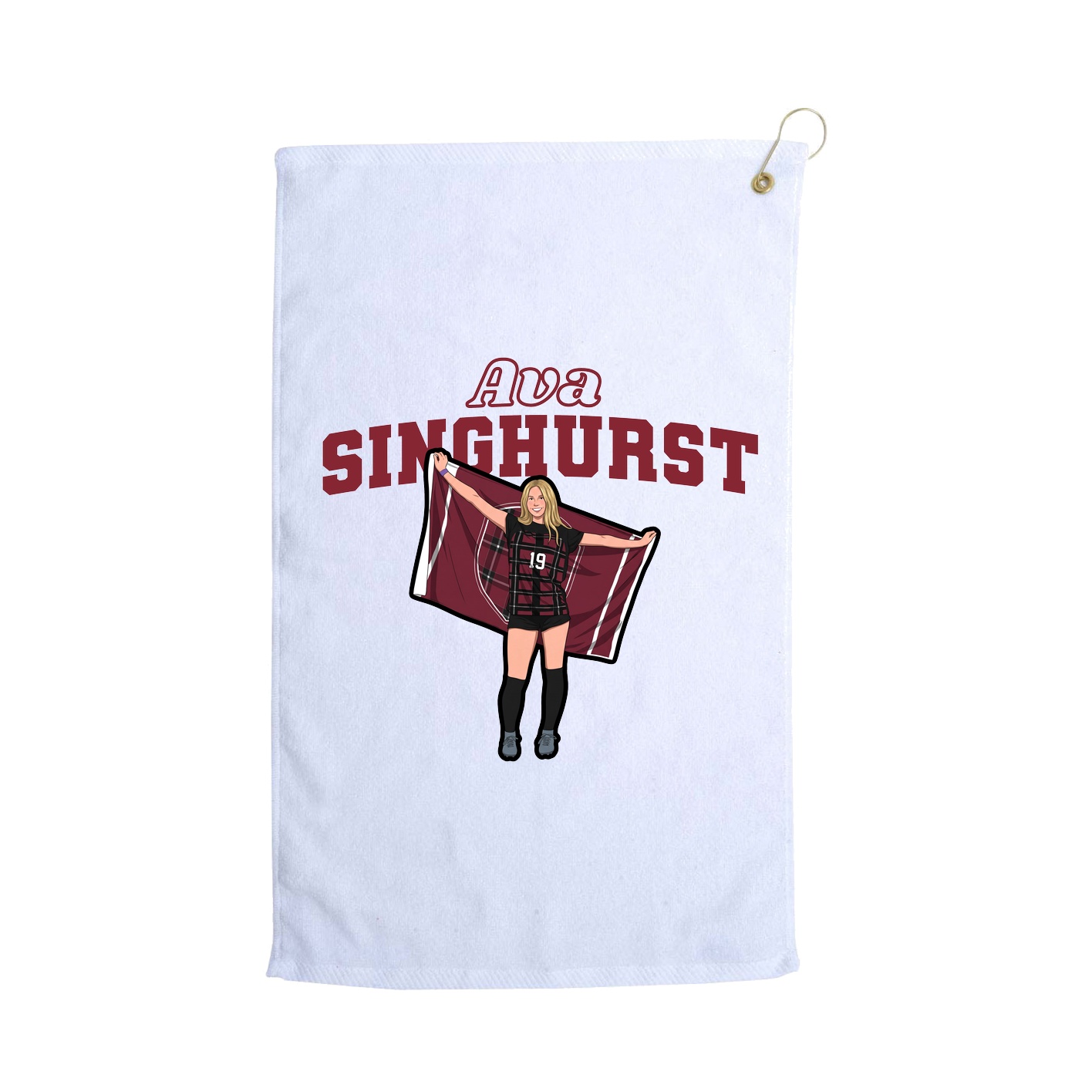 Golf Towel — Name Arch in White