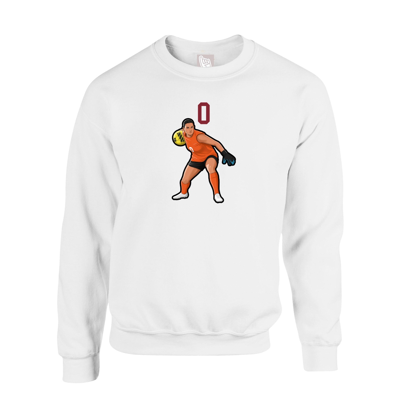 Fleece Crew — Number Top in White