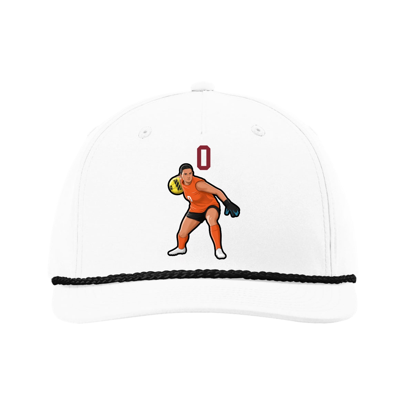 Five-Panel Classic Rope Cap — Number Top in White