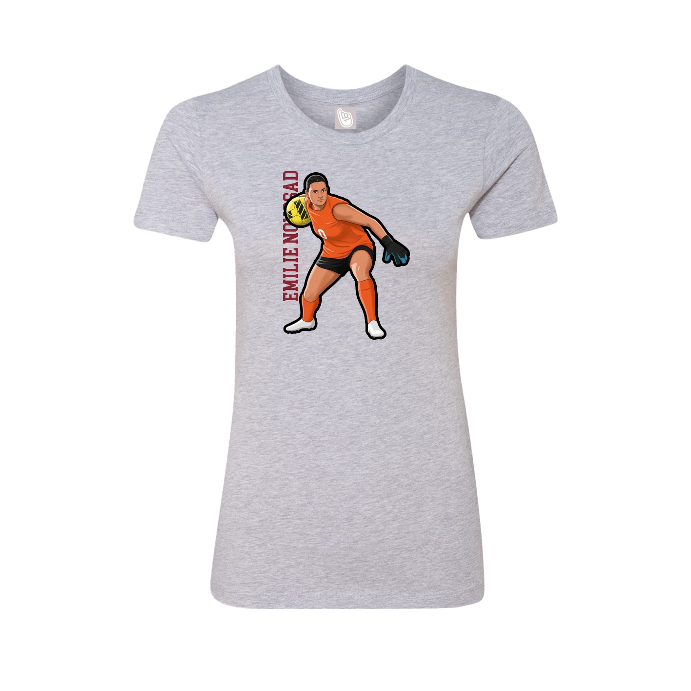 Fitted Women's Tee — Name Vertical in Grey