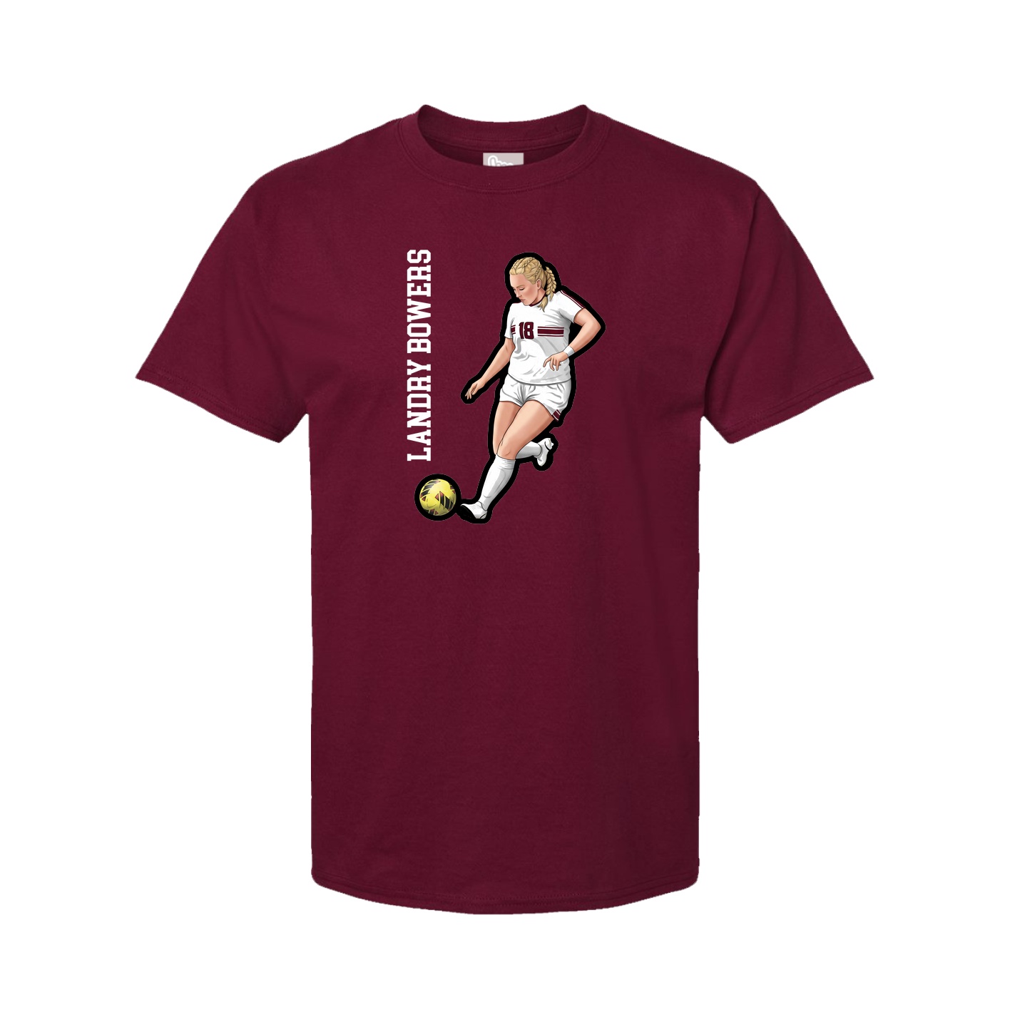 Youth Tee — Name Vertical in Cardinal