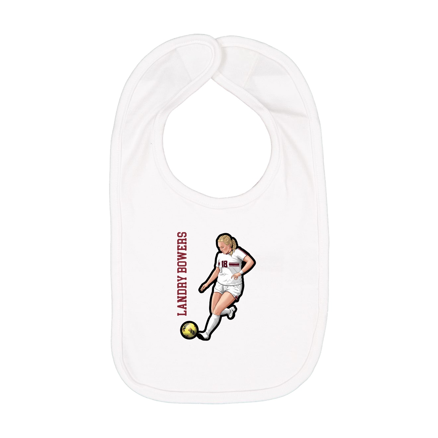 Infant Bib — Name Vertical in White
