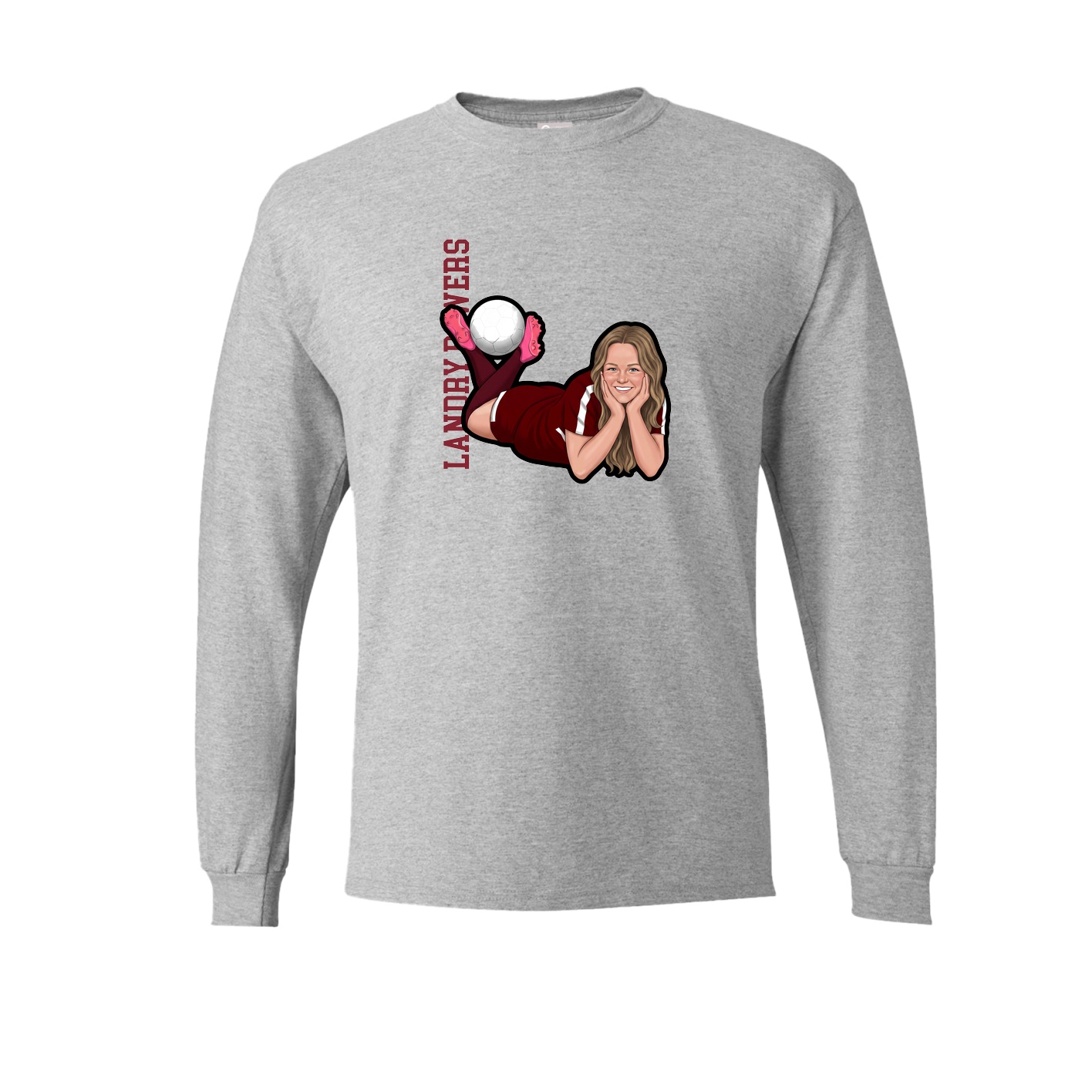 Long Sleeve Tee — Name Vertical in Grey