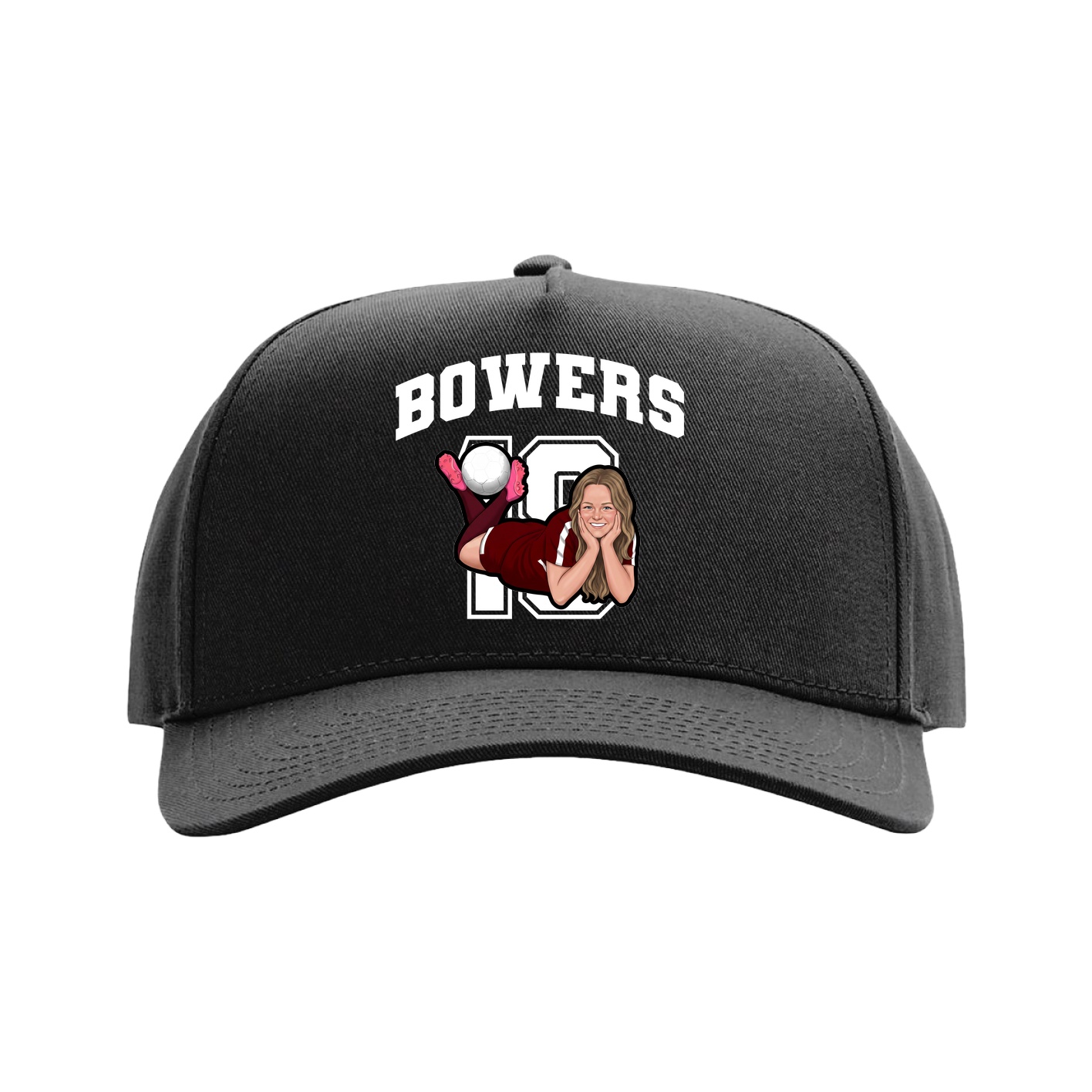 Full Fabric Five-Panel Champ Cap — Number in Black