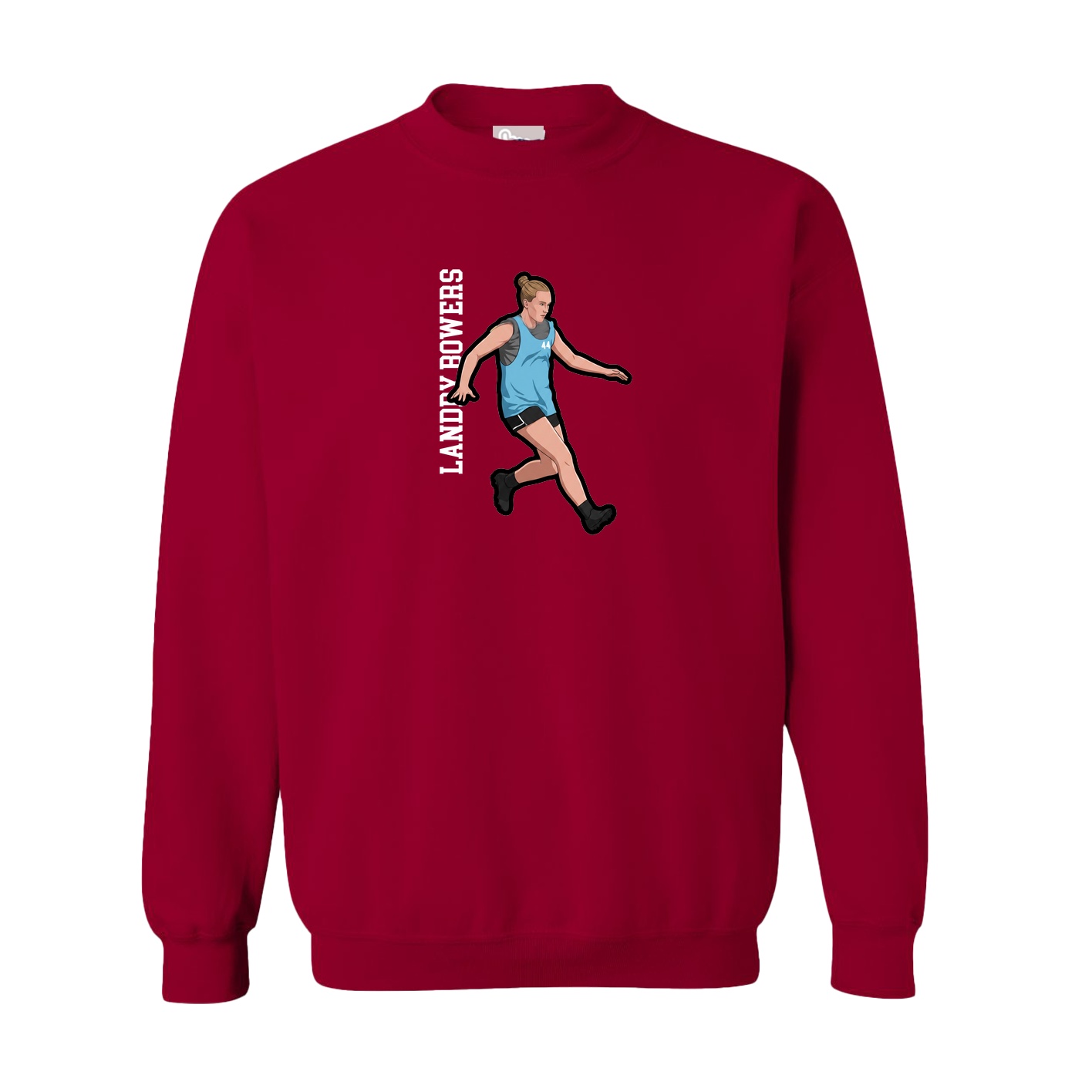 Fleece Crew — Name Vertical in Cardinal