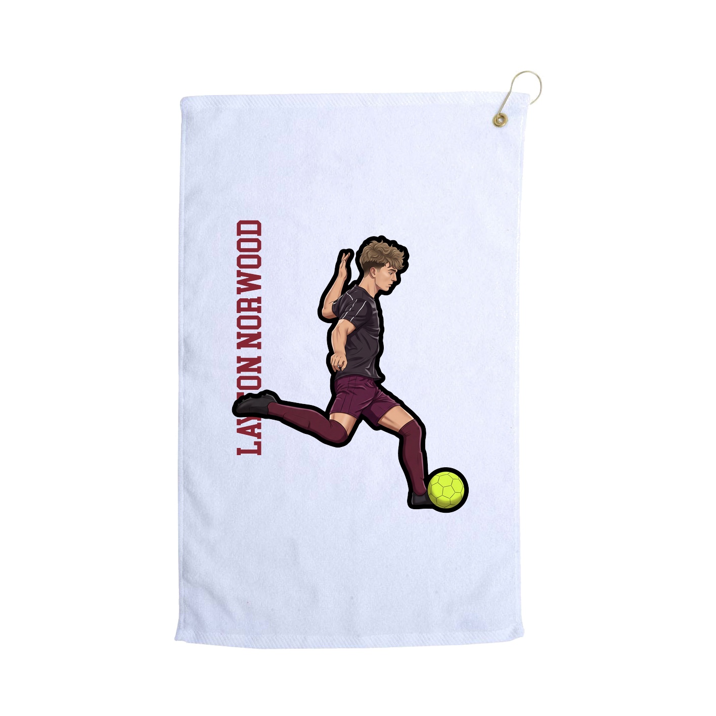 Golf Towel — Name Vertical in White