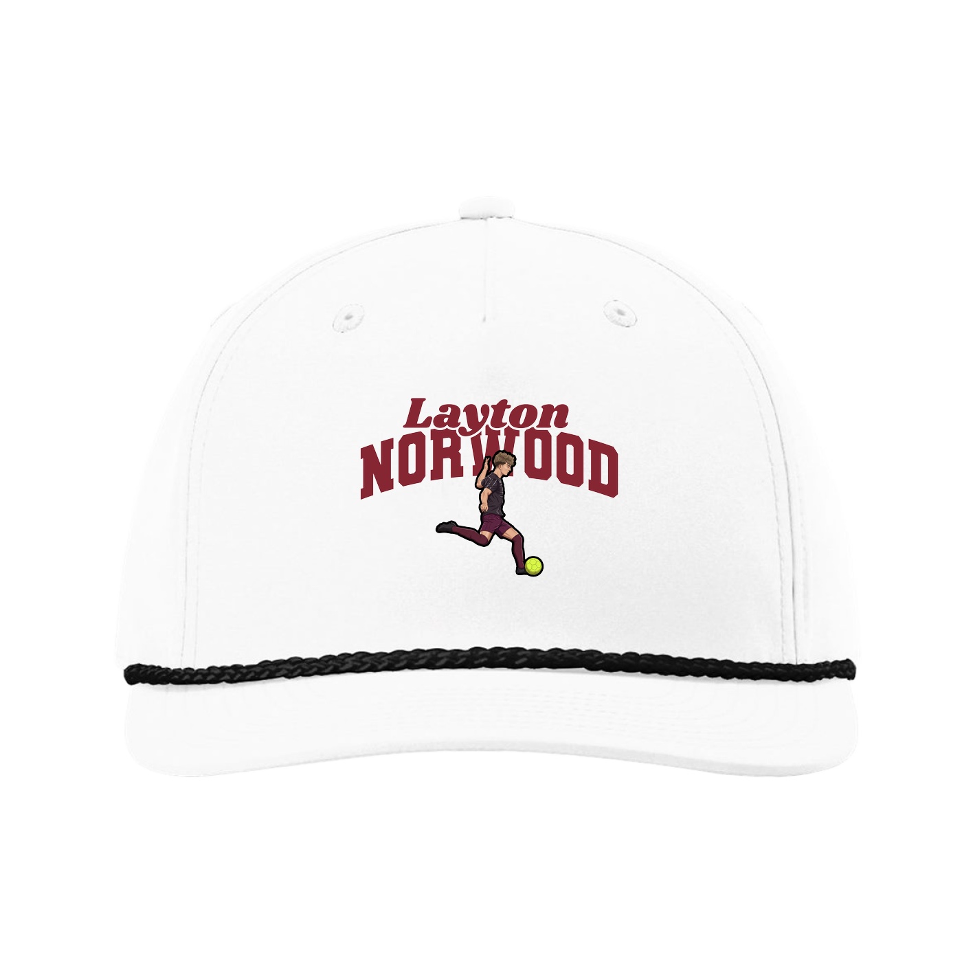 Five-Panel Classic Rope Cap — Signature Arch in White