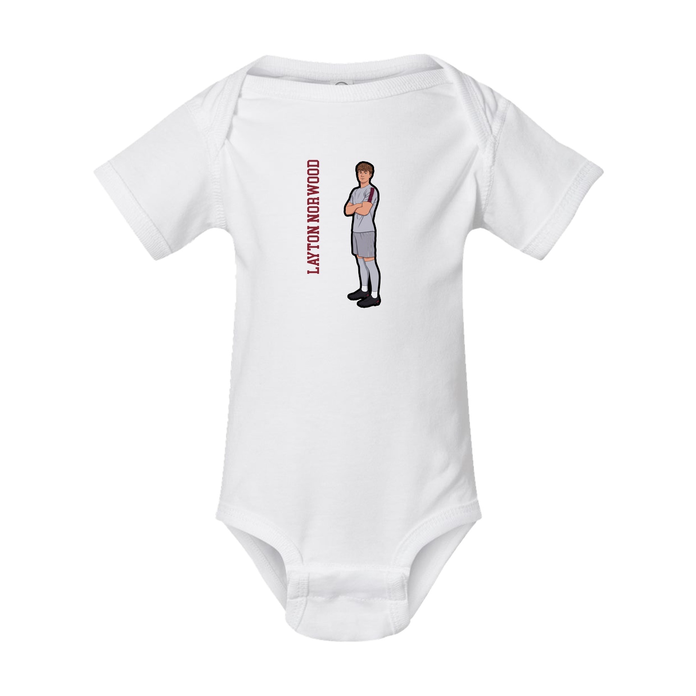 Baby Onesie — Name Vertical in White