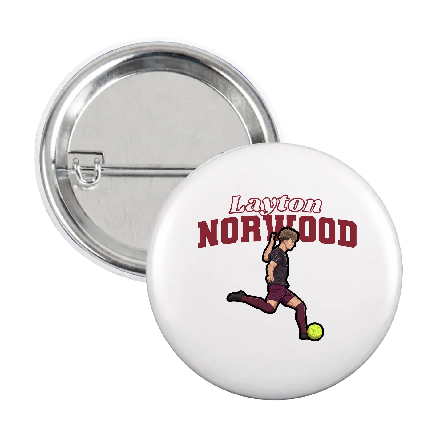 Game Day Button — Name Arch in White
