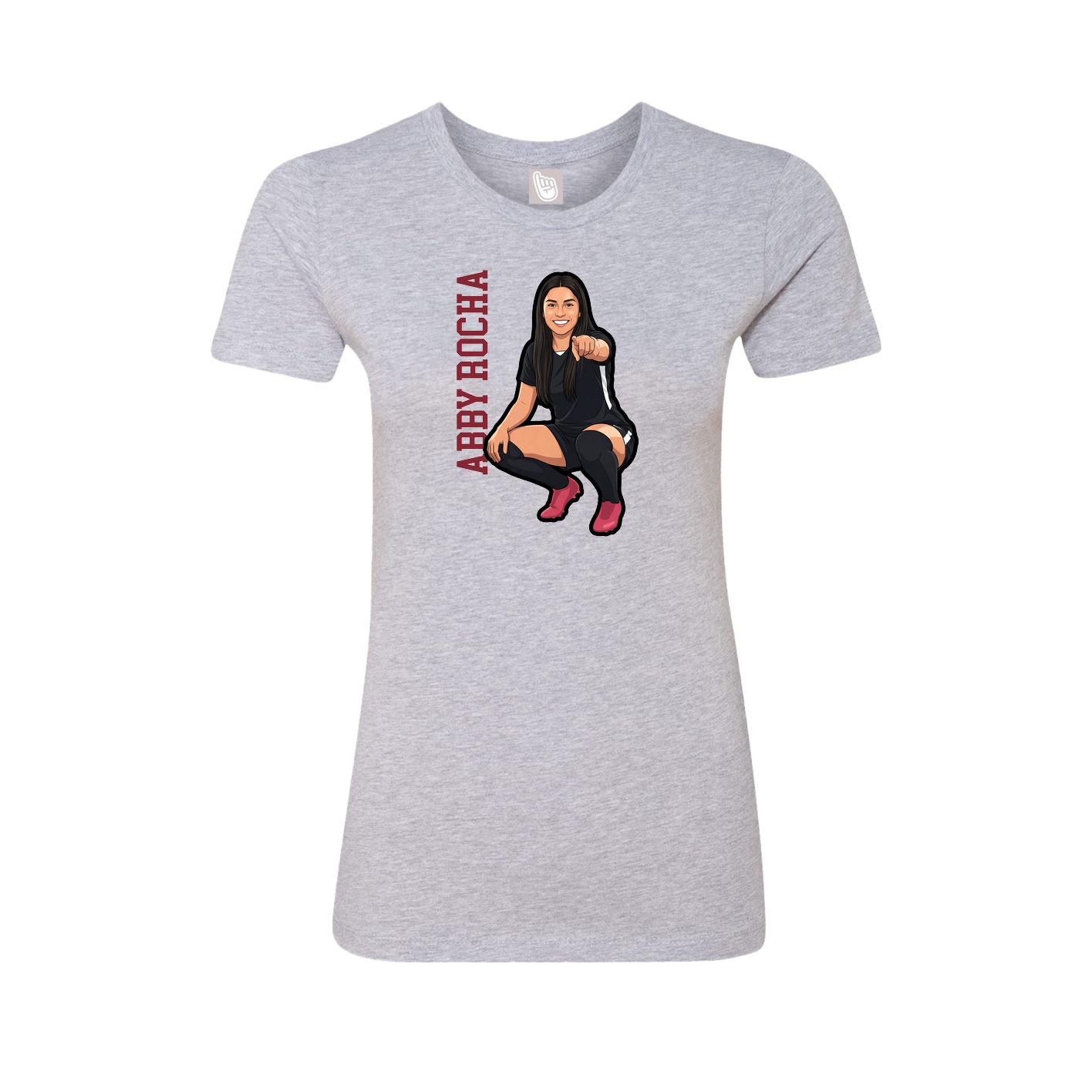 Fitted Women's Tee — Name Vertical in Grey