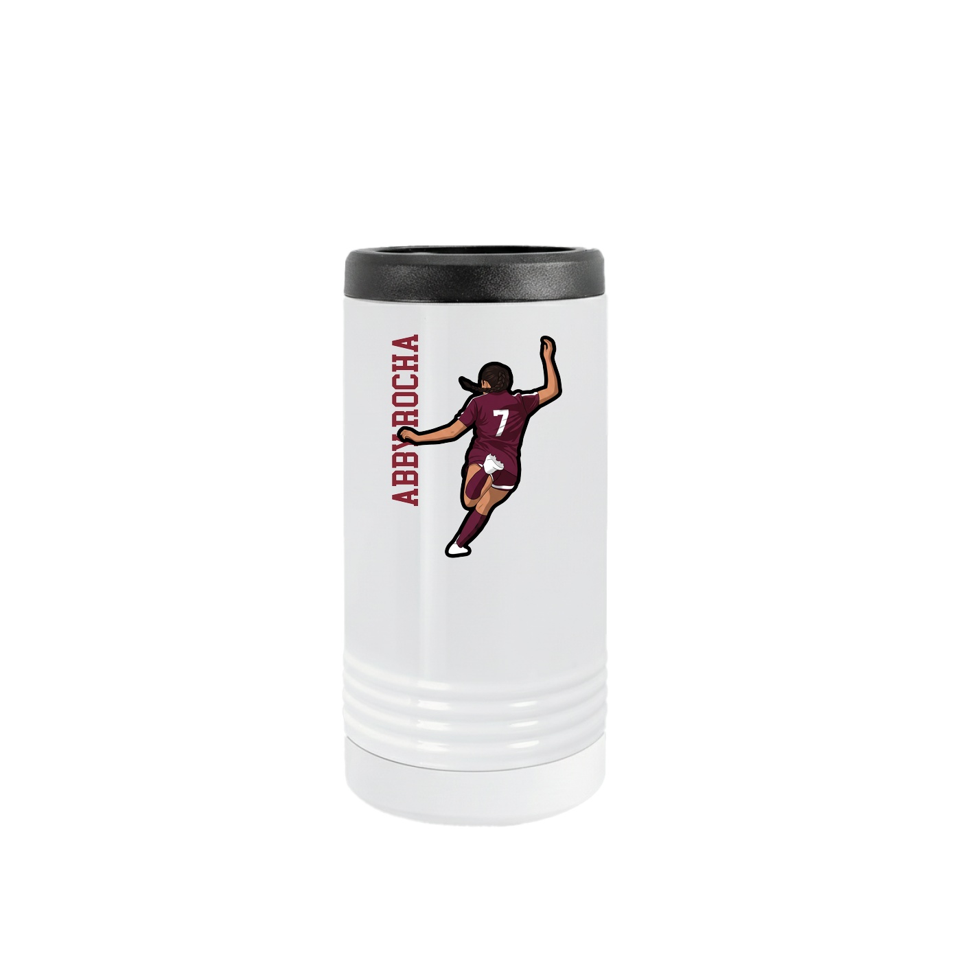 Slim Beverage Holder — Name Vertical in White