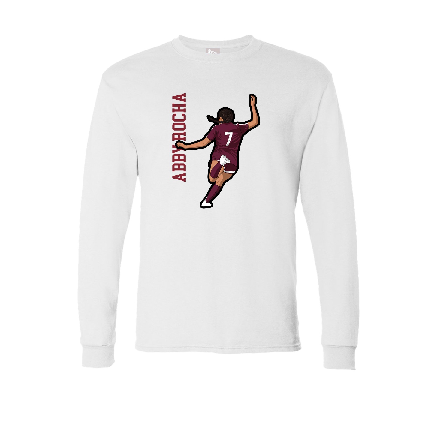 Long Sleeve Tee — Name Vertical in White