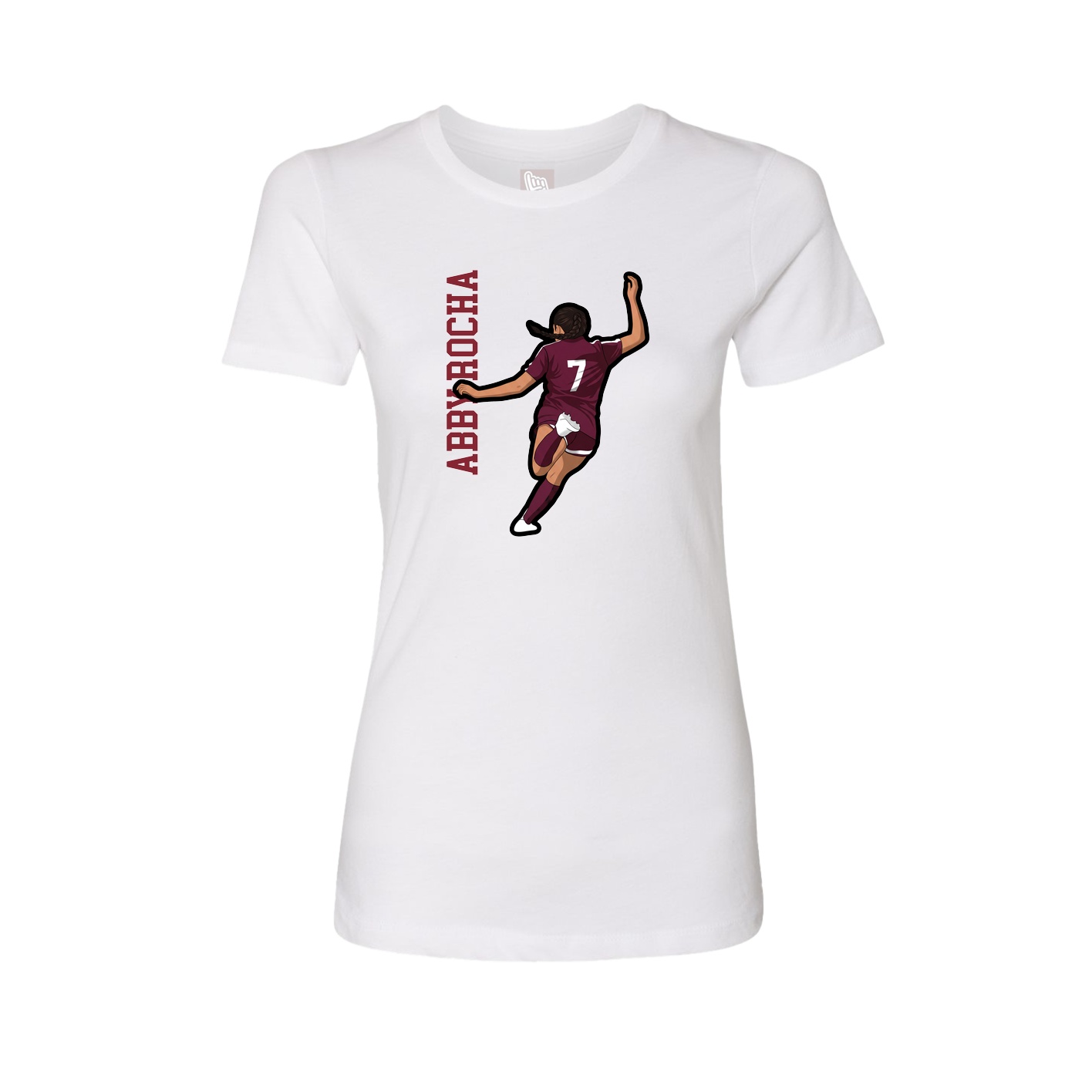 Fitted Women's Tee — Name Vertical in White