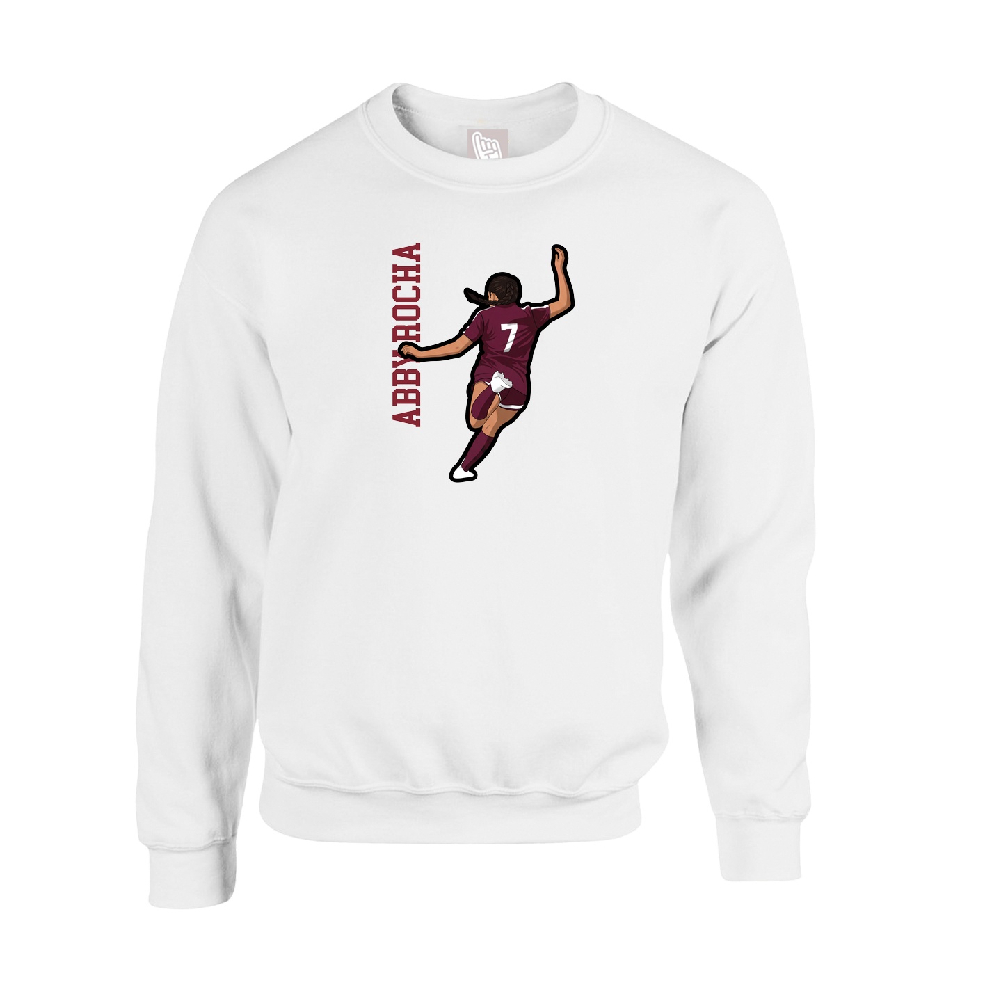 Fleece Crew — Name Vertical in White