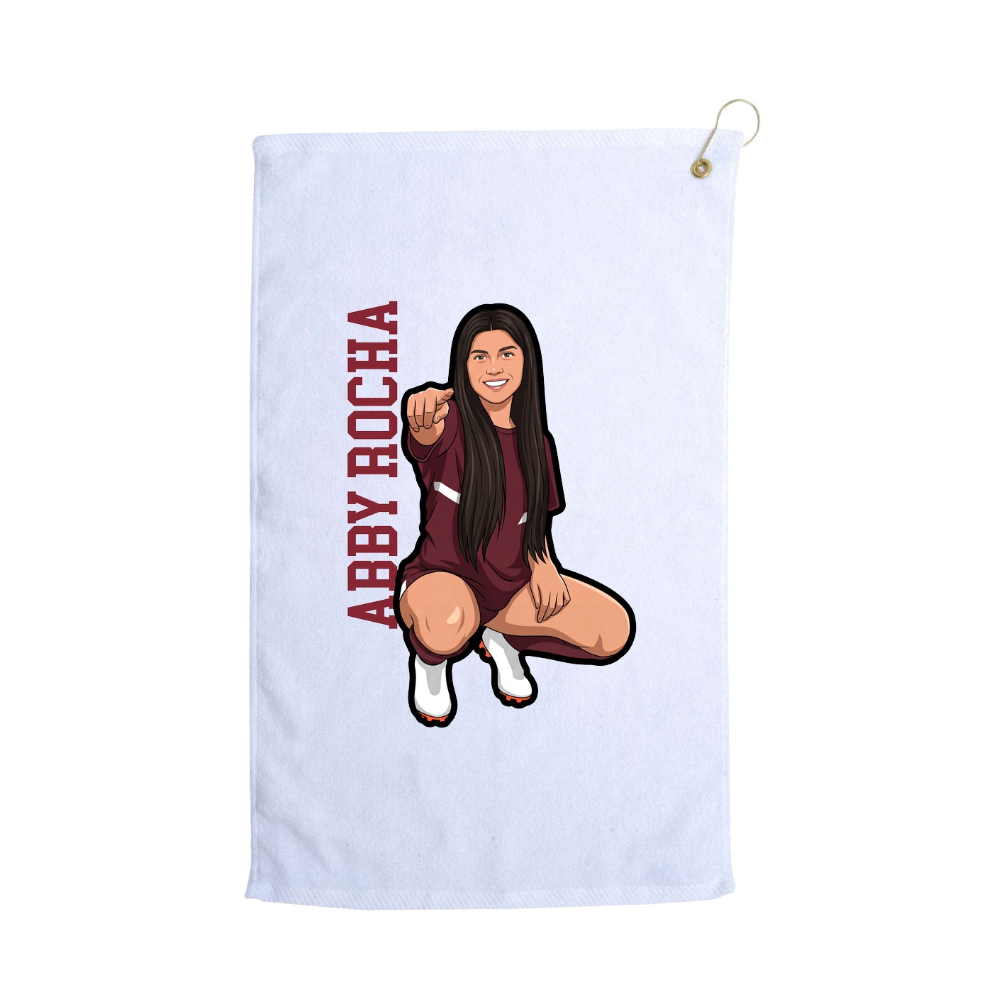Golf Towel — Name Vertical in White
