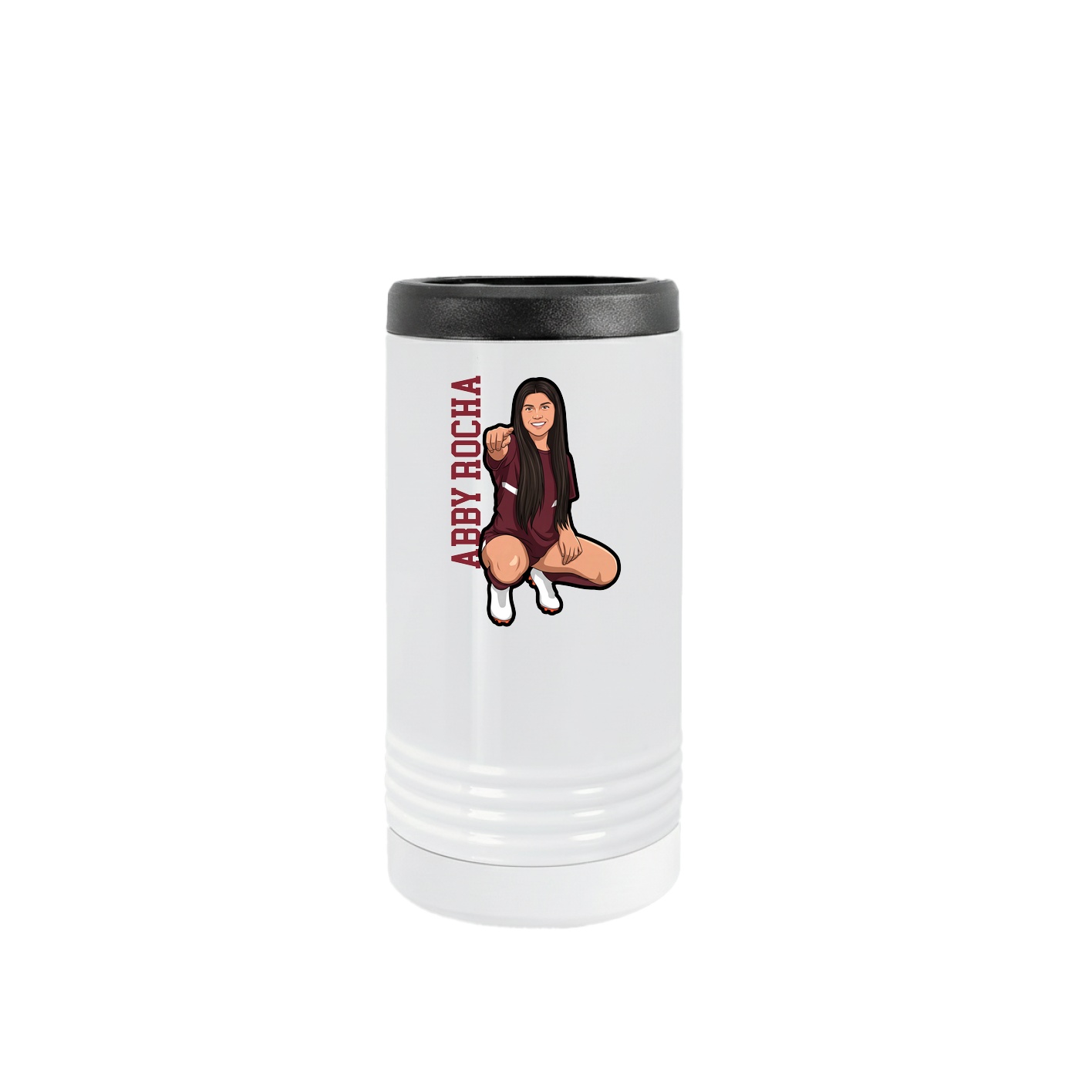 Slim Beverage Holder — Name Vertical in White