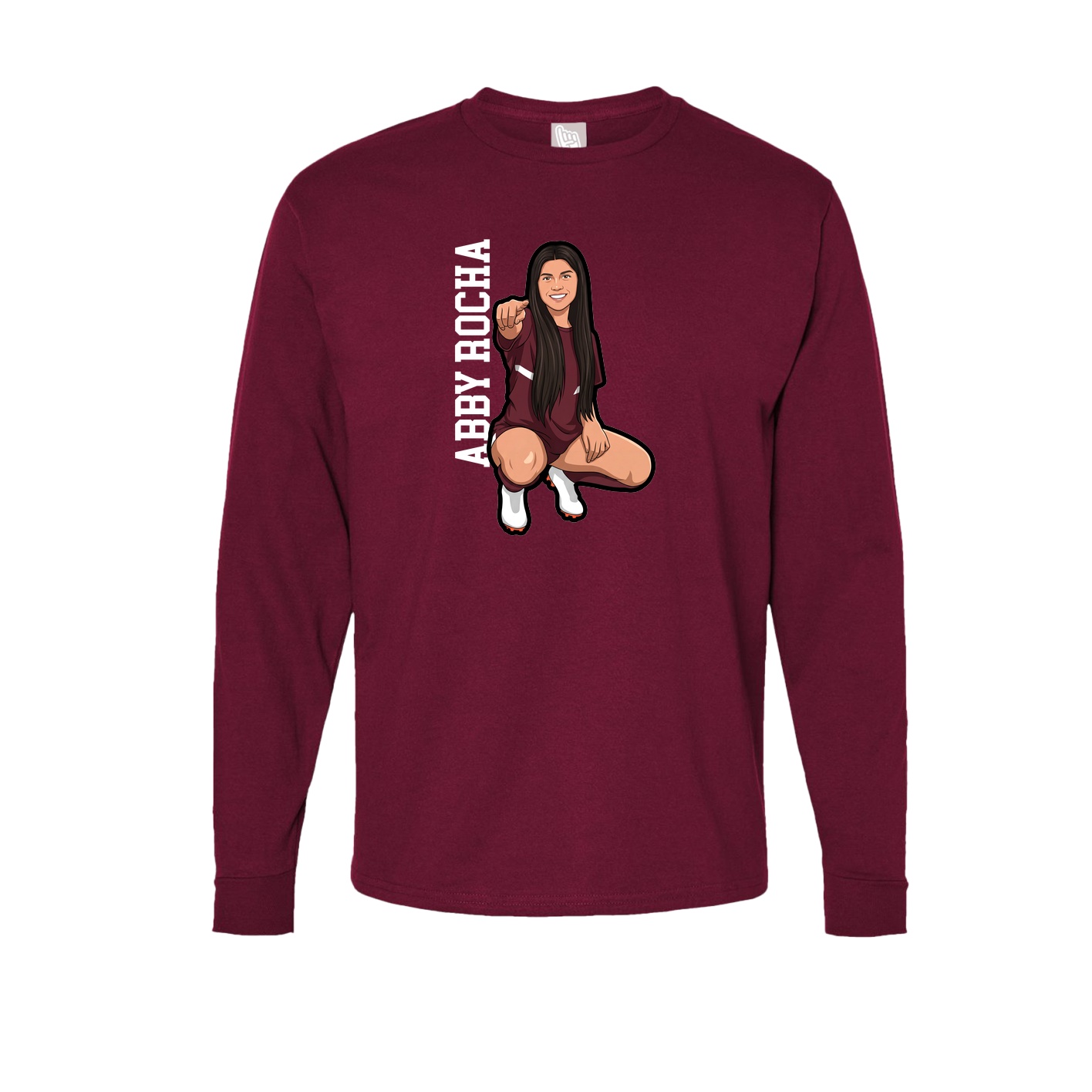 Long Sleeve Tee — Name Vertical in Cardinal
