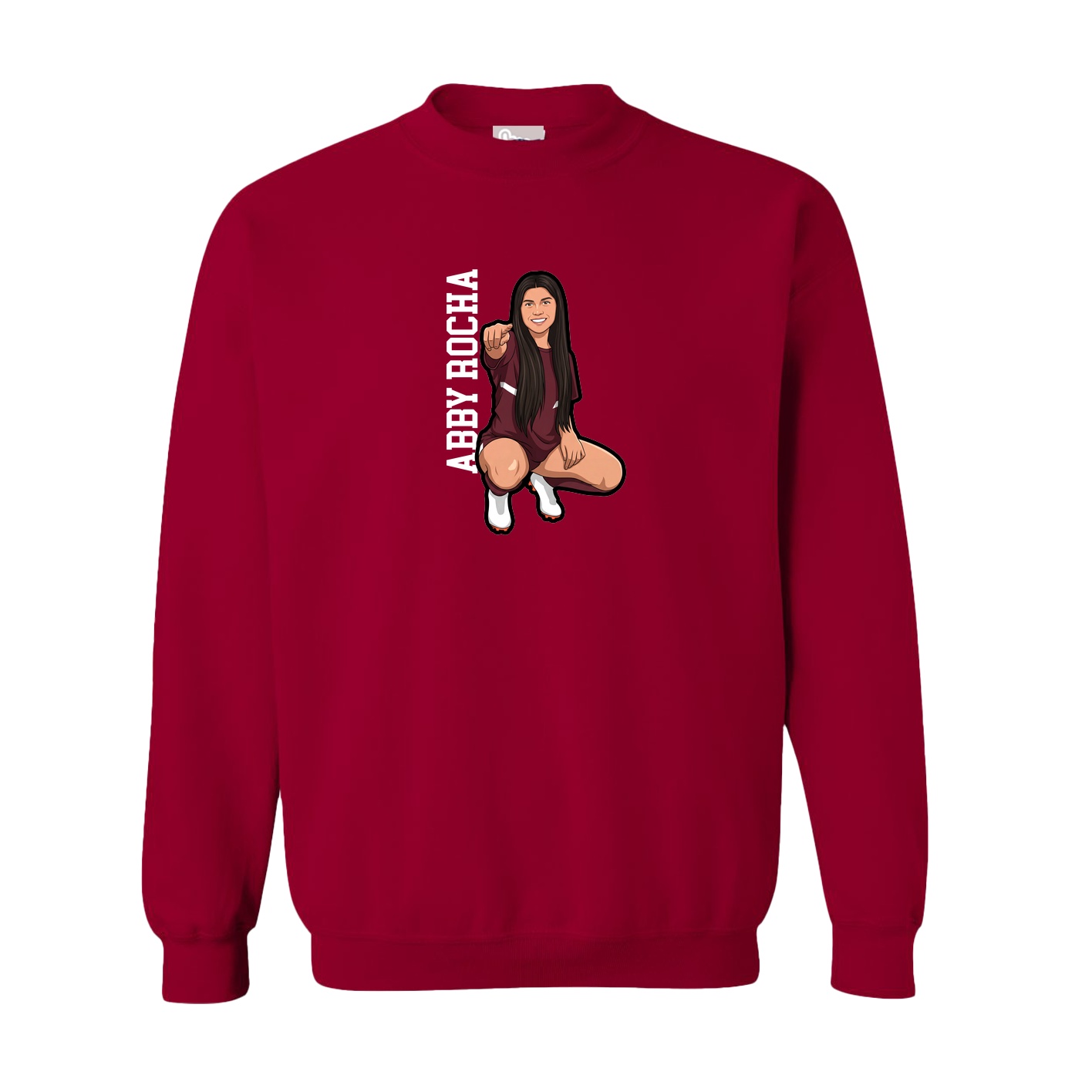 Fleece Crew — Name Vertical in Cardinal