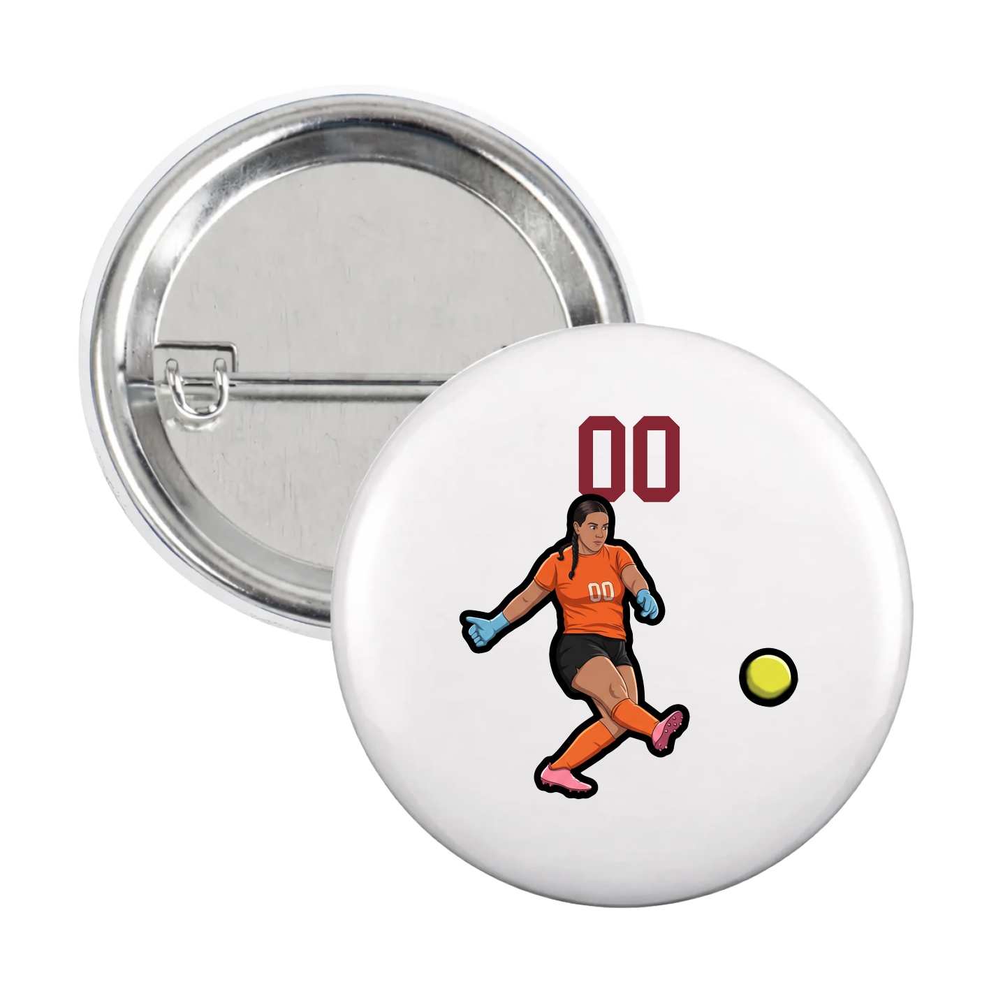 Game Day Button — Number Top in White