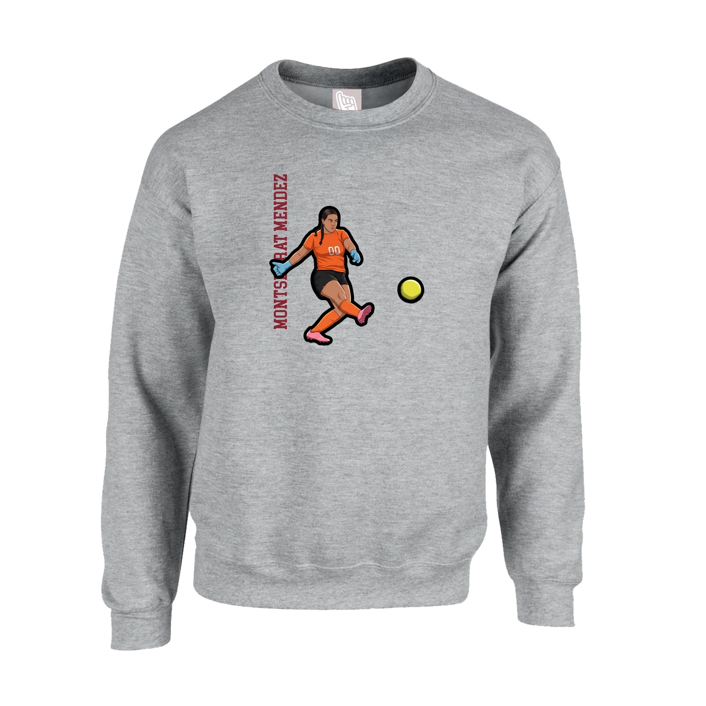 Fleece Crew — Name Vertical in Grey
