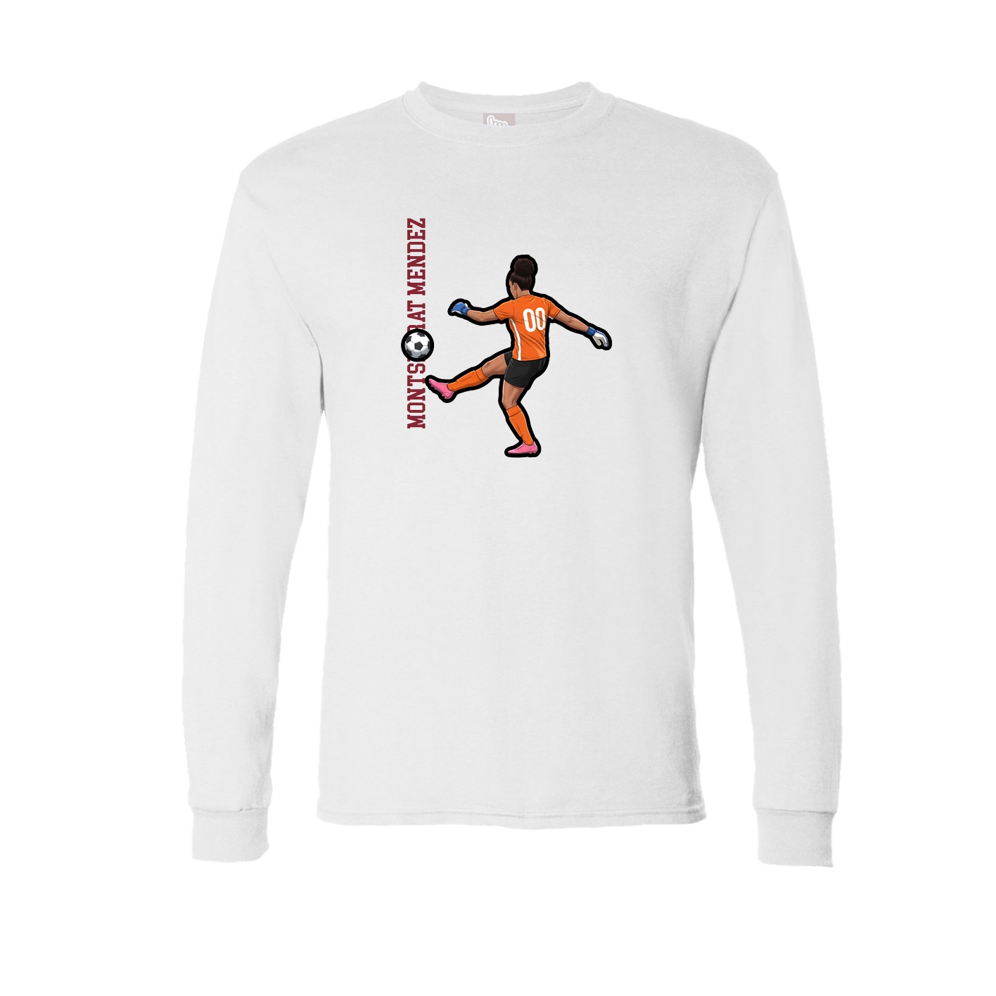 Long Sleeve Tee — Name Vertical in White