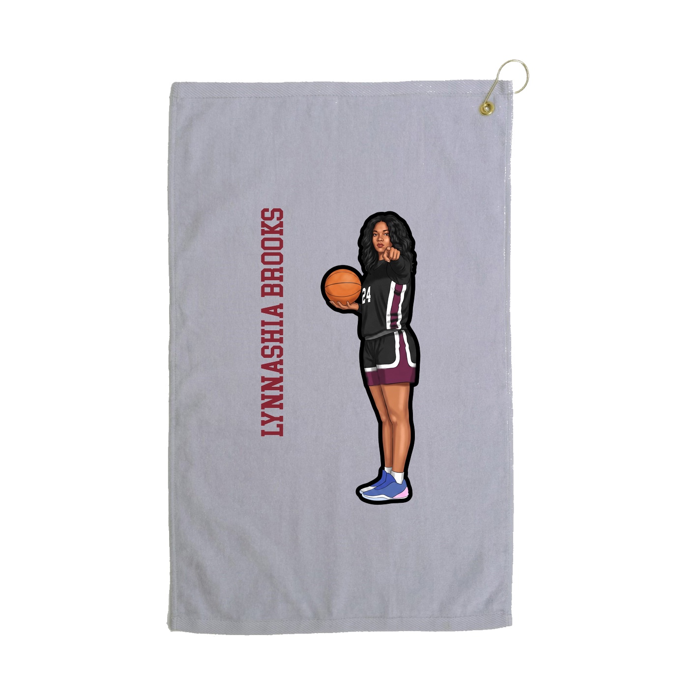 Golf Towel — Name Vertical in Grey