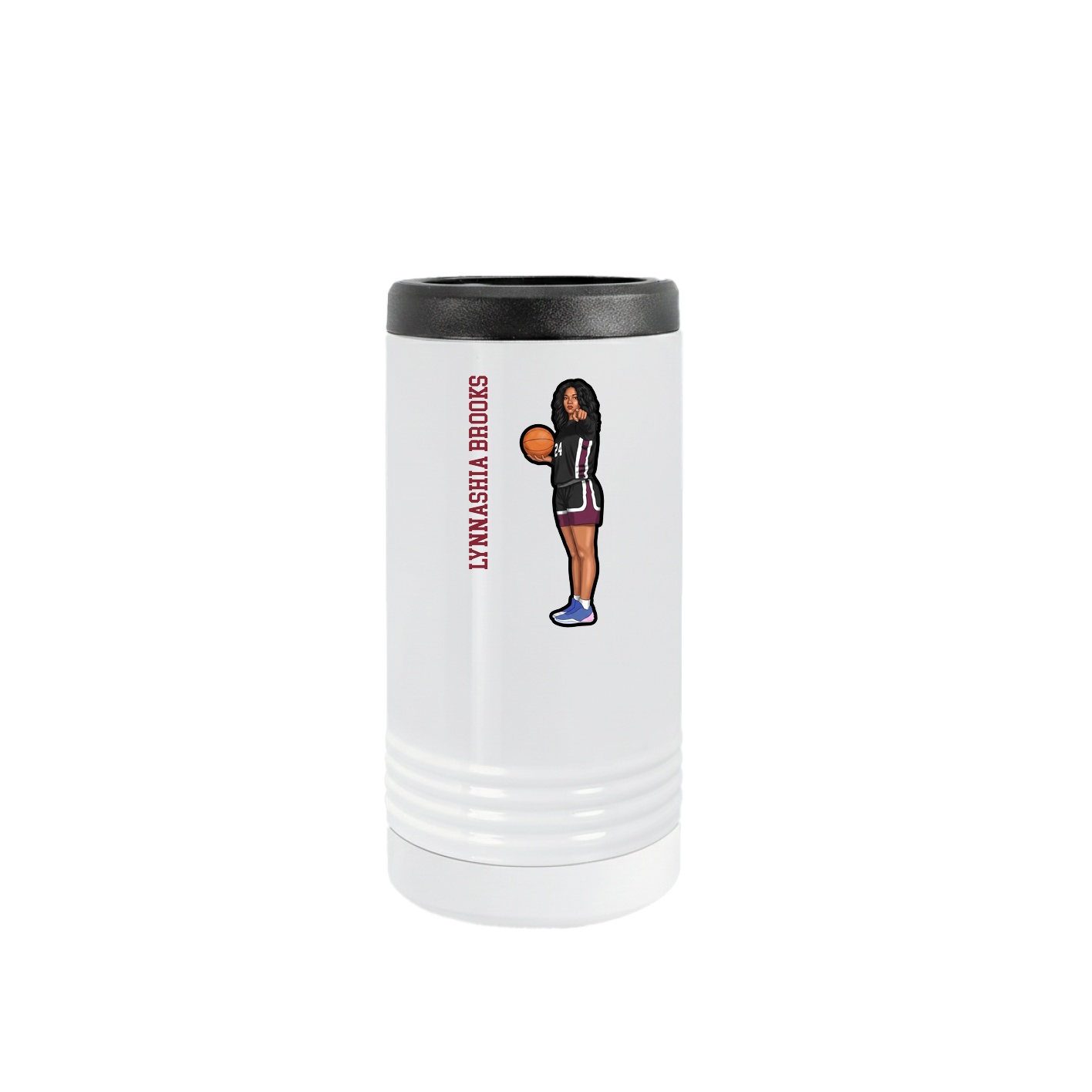 Slim Beverage Holder — Name Vertical in White