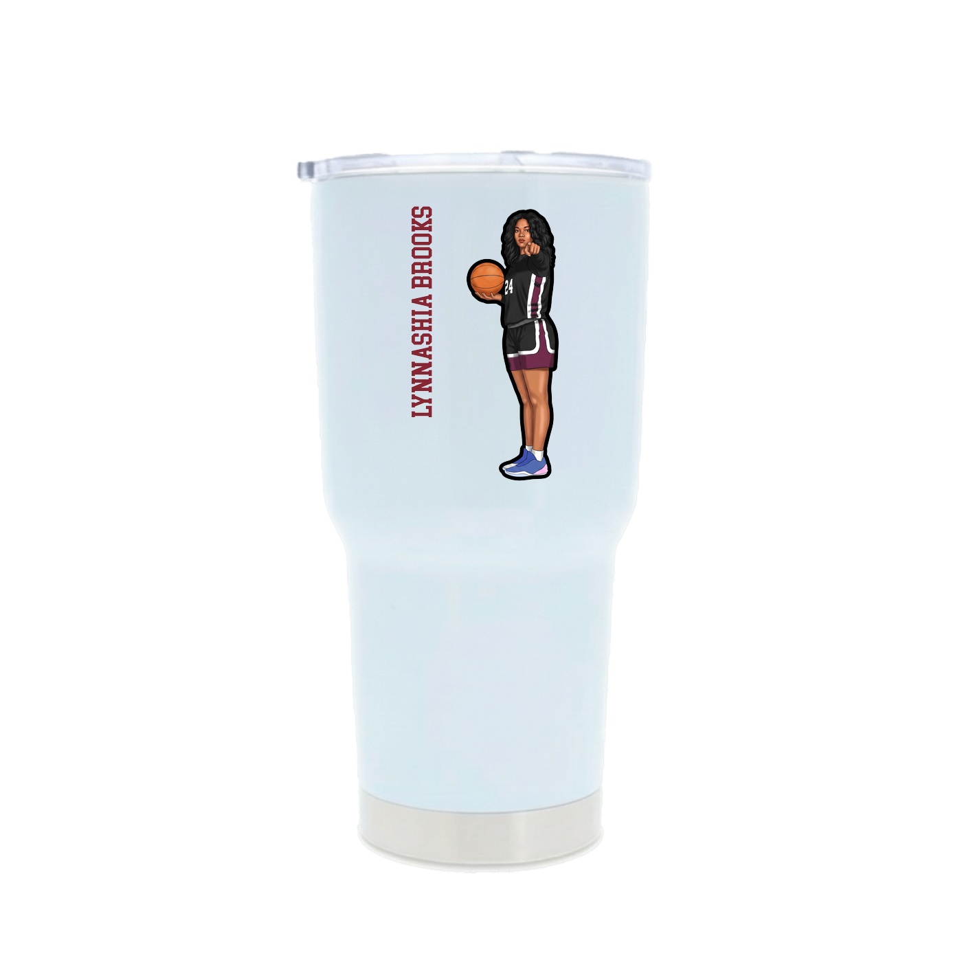 30oz Stainless Steel Tumbler — Name Vertical in White
