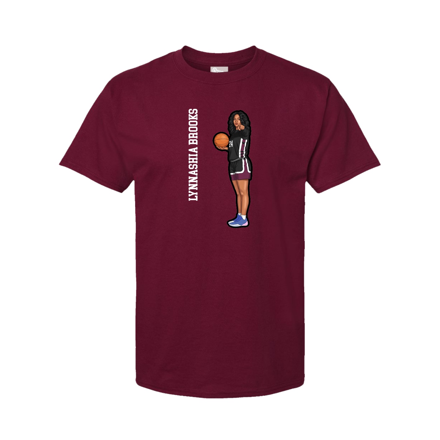 Youth Tee — Name Vertical in Cardinal