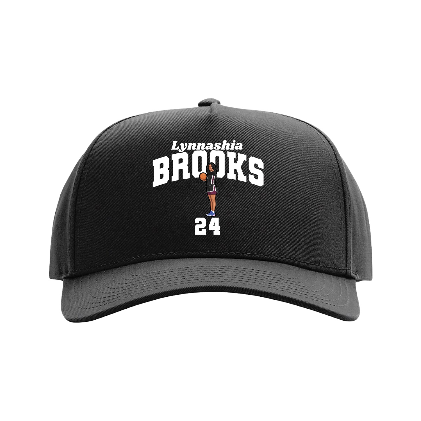 Full Fabric Five-Panel Champ Cap — Signature Arch in Black